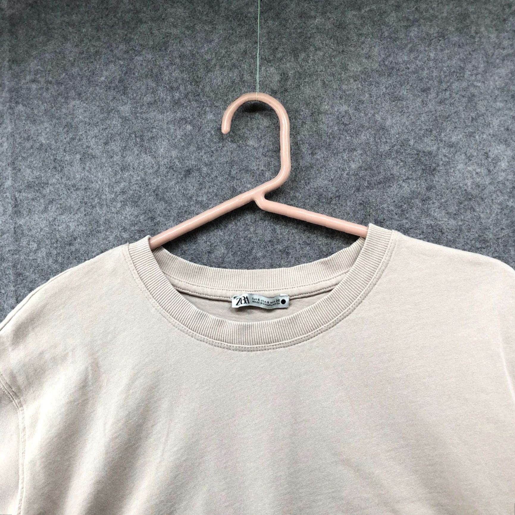 Zara Zara Cropped T Shirt Womens S Beige Short Sleeve Crewneck Cotton Size S / US 4 / IT 40 - 3 Thumbnail