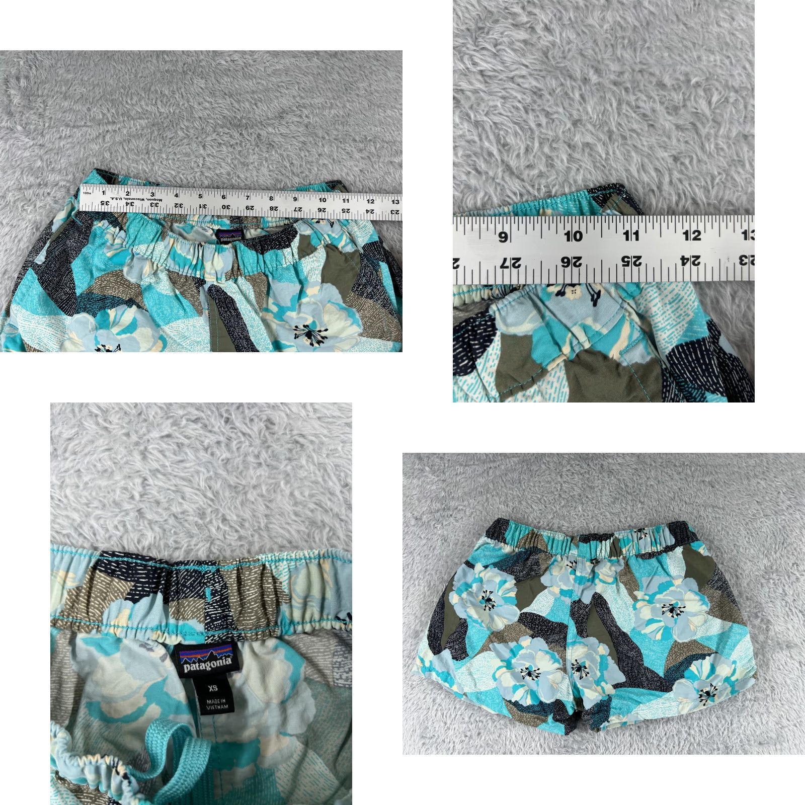 Patagonia Patagonia Shorts Women XS Teal Green Floral Hibiscus Baggies Gym Run Activewear Casual Travel Workwear Pockets Logo Front Flat Front Size 26" / US 2 / IT 38 - 8 Thumbnail