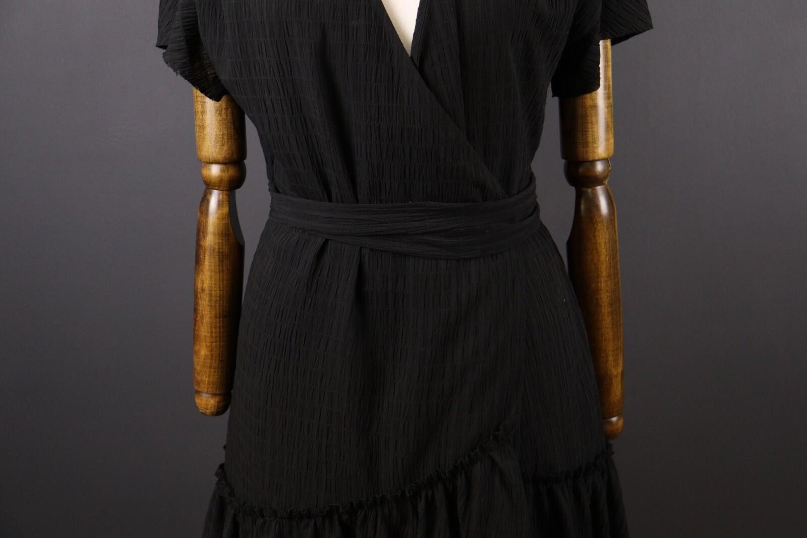 The Unbranded Brand AllSaints Black Short Sleeve Ruffle Dress Size UK 12 / US 8 Size XL / US 12-14 / IT 48-50 - 3 Thumbnail