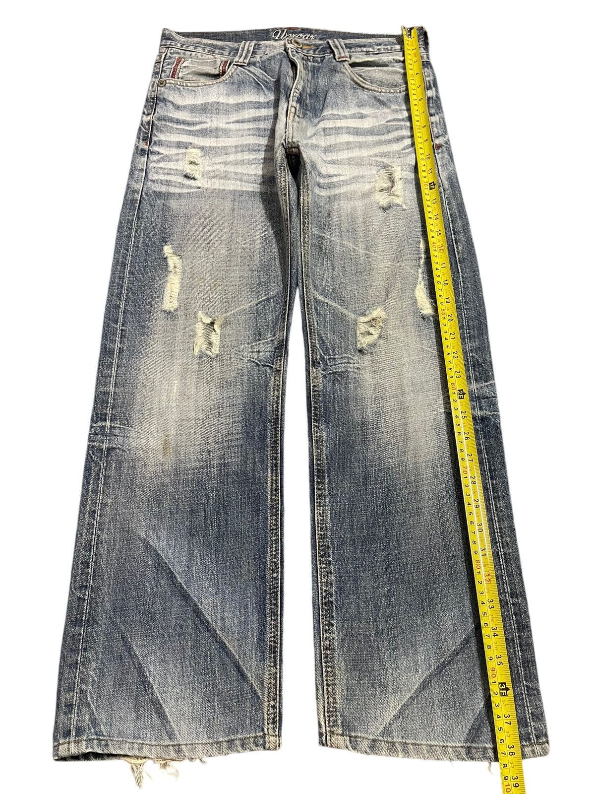 14th Addiction Vintage Japanese Brand Blue Faded Wash Distress Loose Jeans Size US 31 - 12 Thumbnail