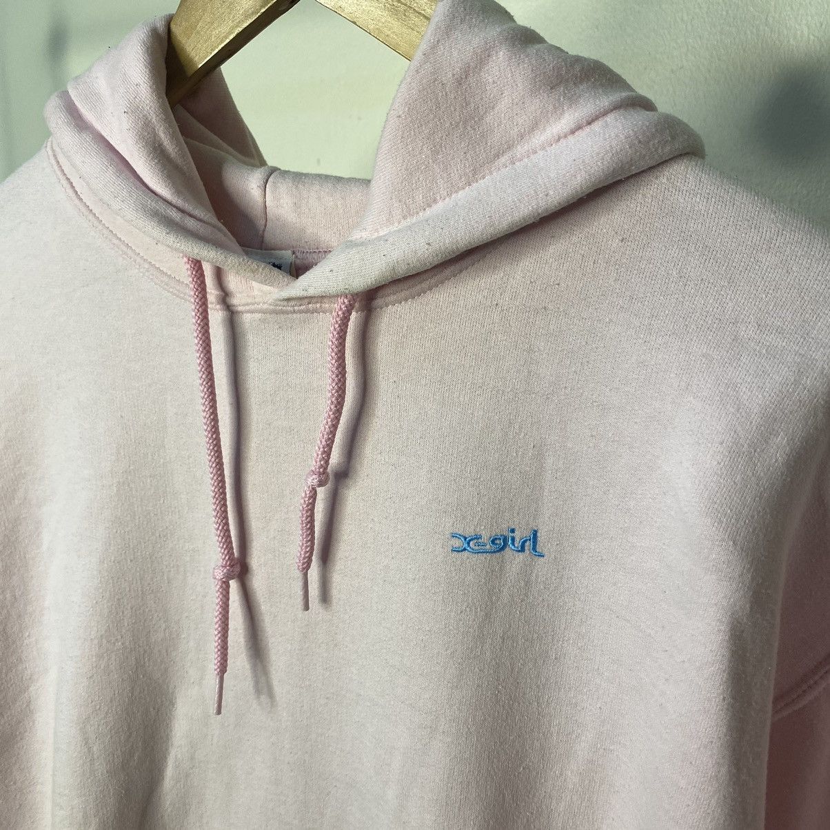 Japanese Brand × X-Girl X-Girl Mini Embroidery Logo Hoodie Soft Pink Size M / US 6-8 / IT 42-44 - 3 Thumbnail