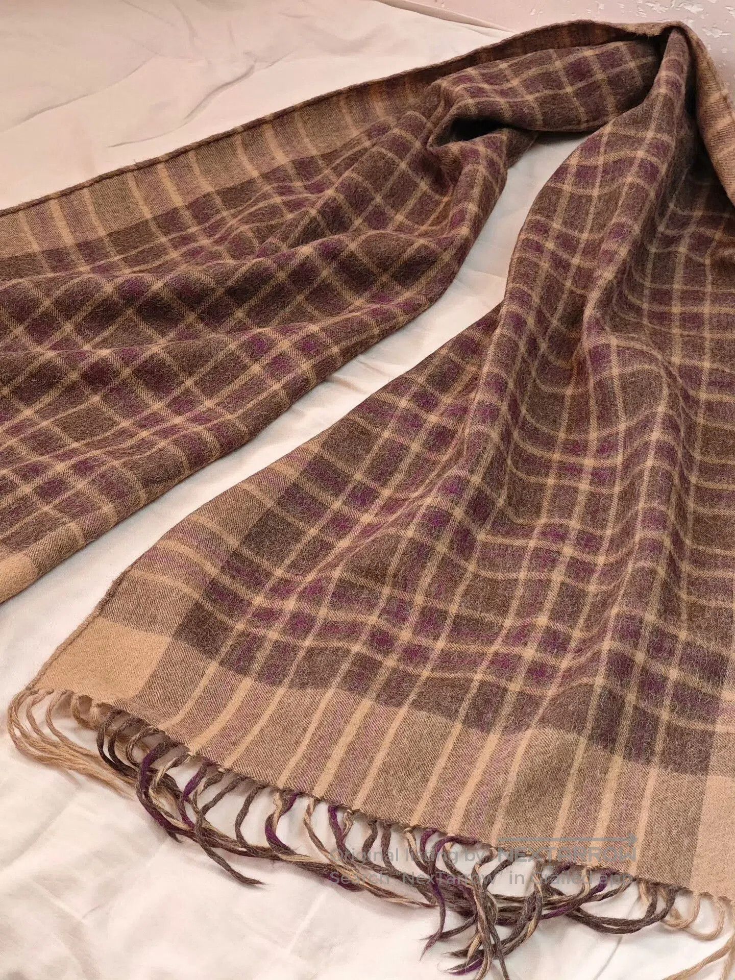 Agnona AGNONA Alpaca Wool Scarf in Brown Plaid. Size ONE SIZE - 4 Thumbnail