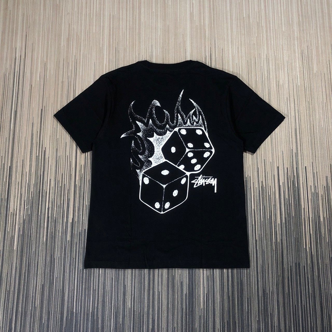 Stussy Fire Pattern Surf Skate T-Shirt, Men's Size Small cotton black type Vintage Second Hand main image 1