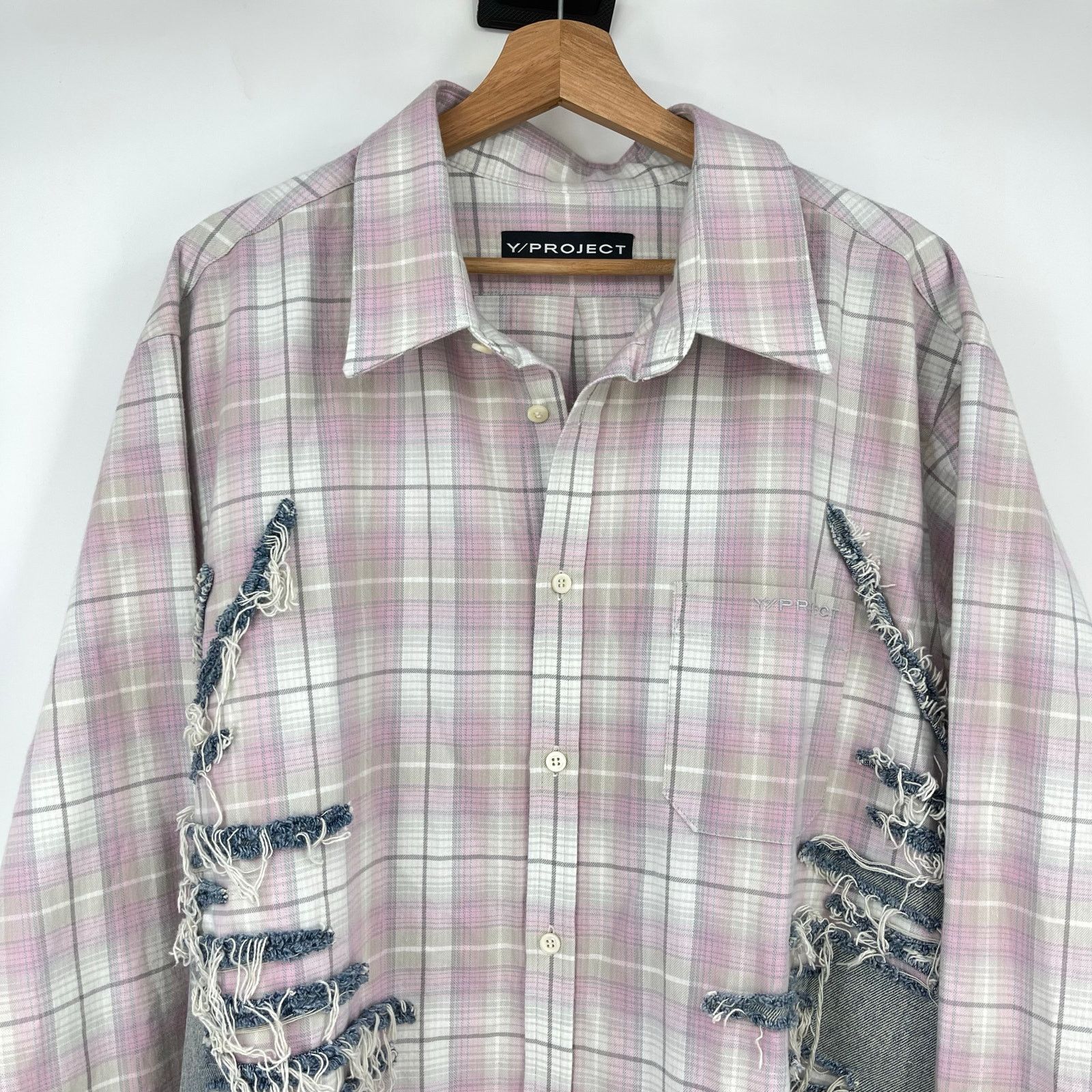 Y/Project Y-PROJECT | Whisker Distressed Denim Flannel Shirt XXL Size US XXL / EU 58 / 5 - 6 Thumbnail