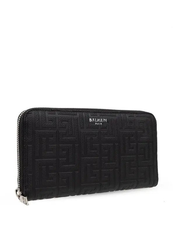 Balmain o1s1wg111225 Size:OS/Logo-Print Leather Wallet in Black Size ONE SIZE - 2 Thumbnail
