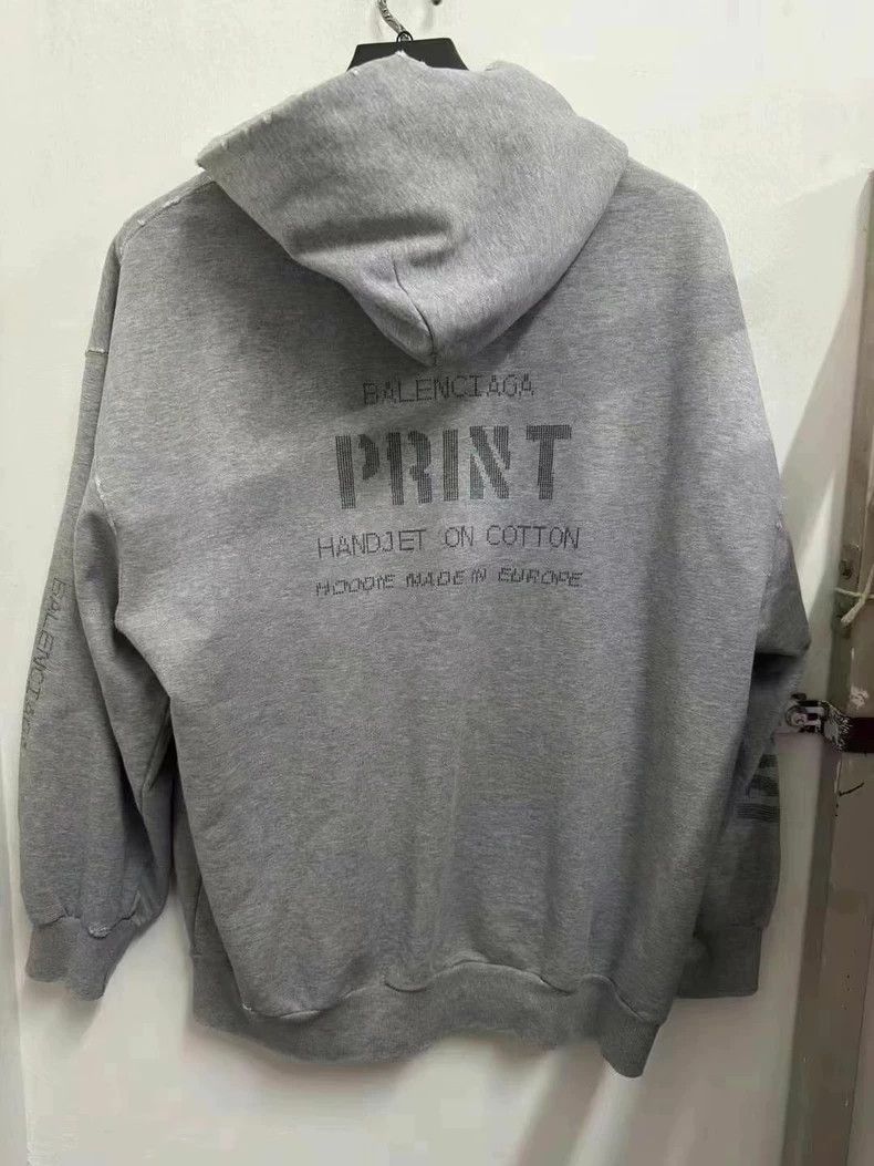 Balenciaga Balenciaga Gray Destroyed Letter Zip Hoodie Jacket Size US M / EU 48-50 / 2 - 2 Thumbnail
