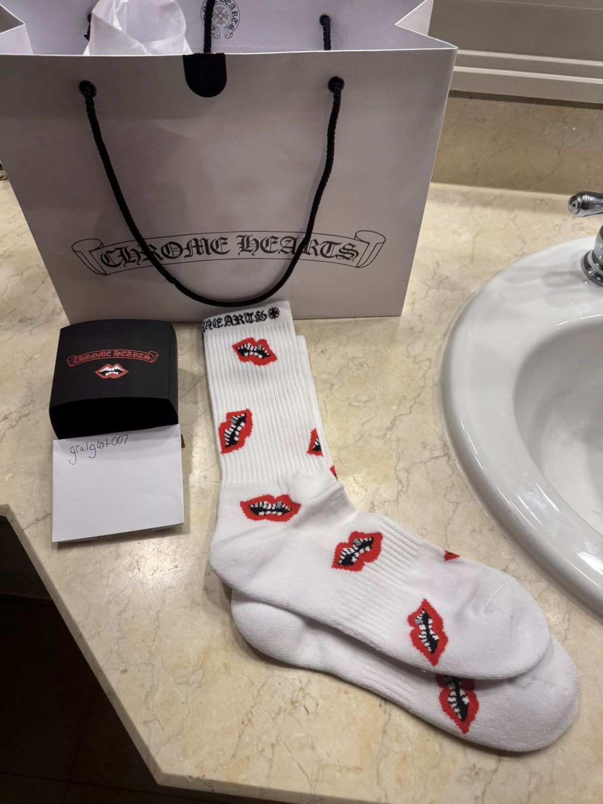 Chrome Hearts Chrome Hearts Matty Boy White/Red Chomper Socks