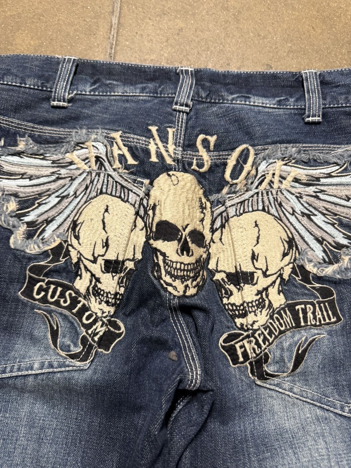 Vanson Leathers Vanson leathers rare embroidered skull denim 30 Size US 30 / EU 46 - 3 Thumbnail