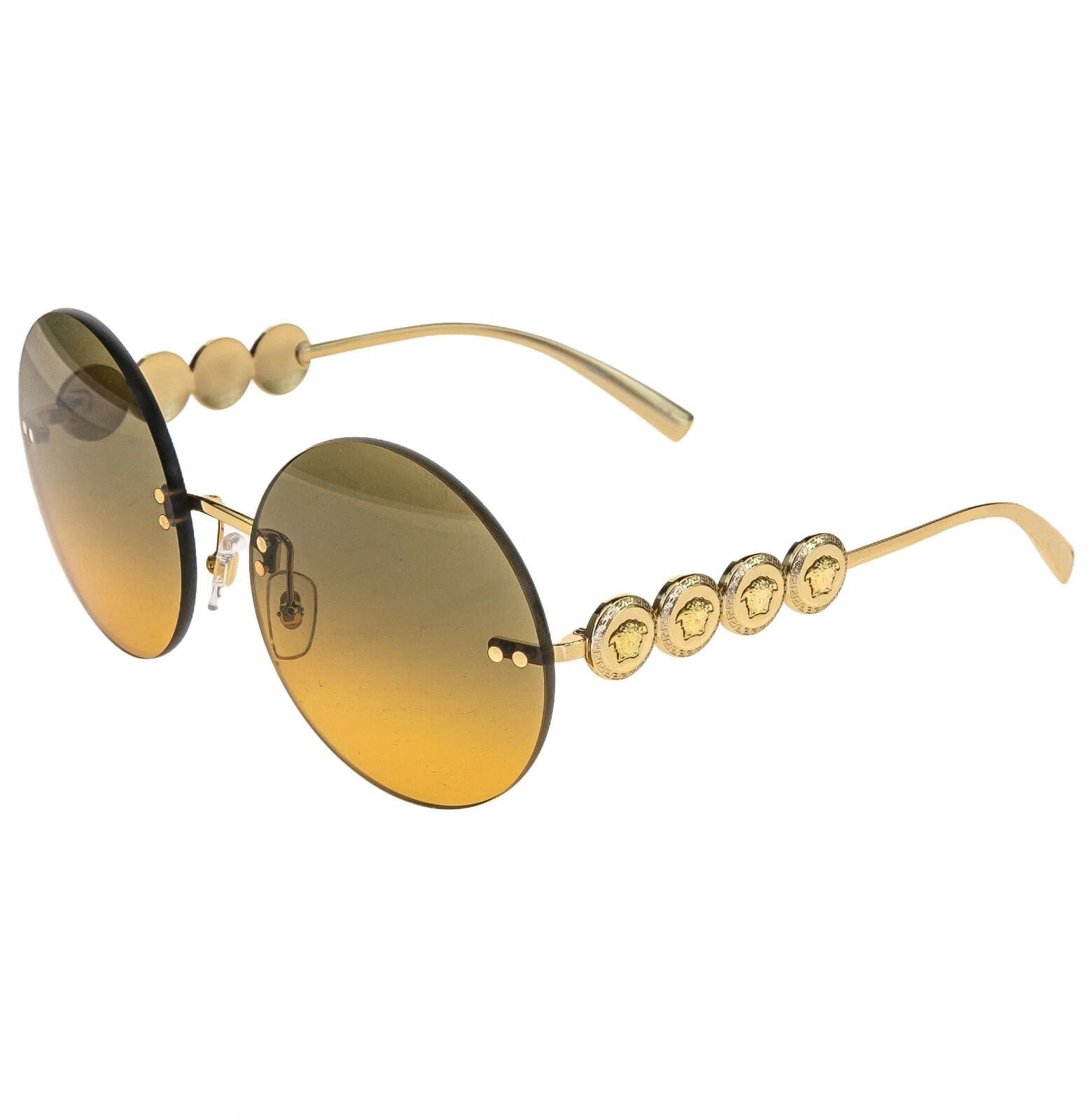 Versace VERSACE Gold Greca Coin Medusa Orange Gold Round VE2214 2214 Size ONE SIZE - 4 Thumbnail
