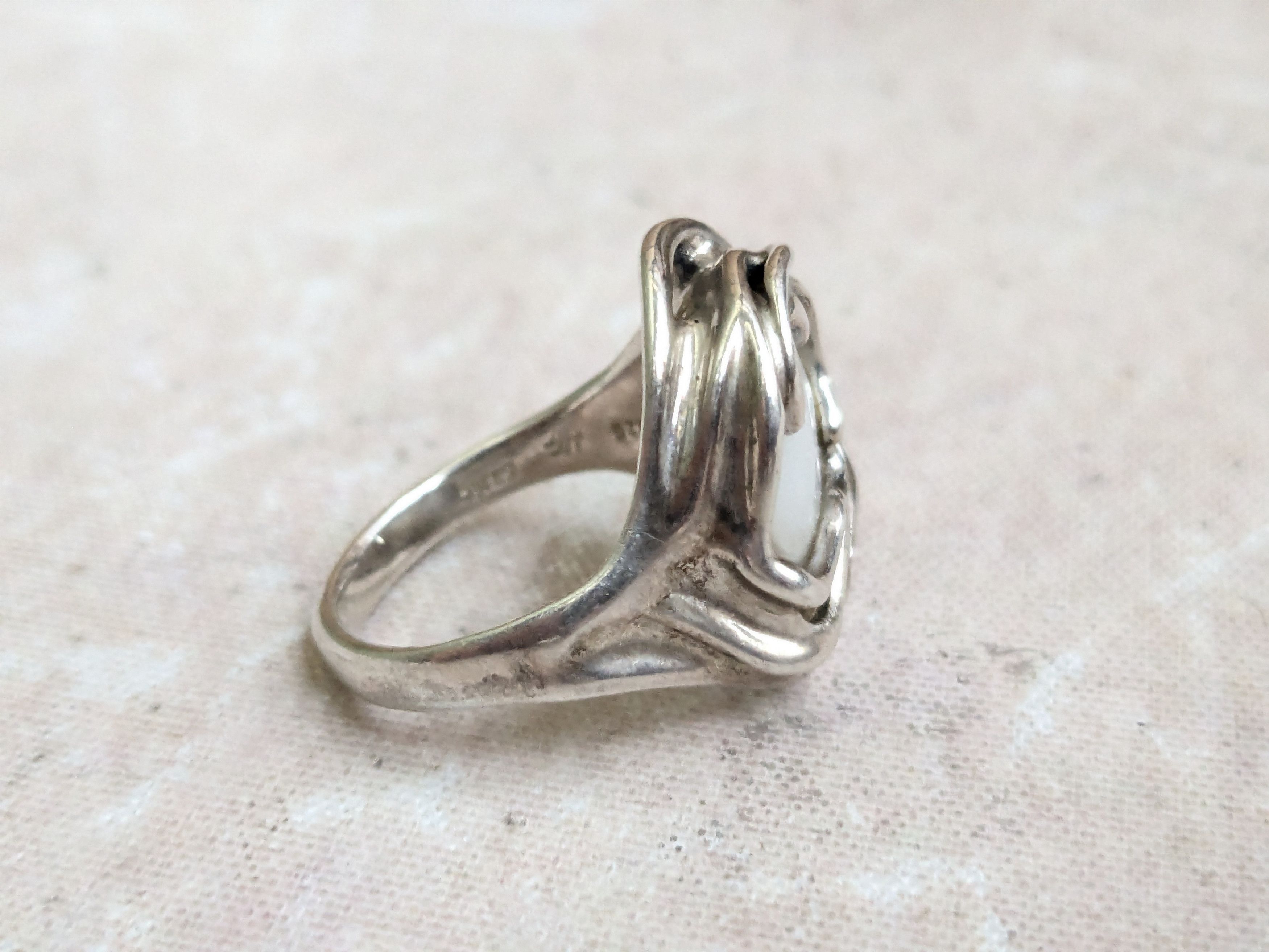 Sterling Silver Vintage Sterling Silver Ring Hagit Gorali Pearl 8 Size ONE SIZE - 5 Thumbnail