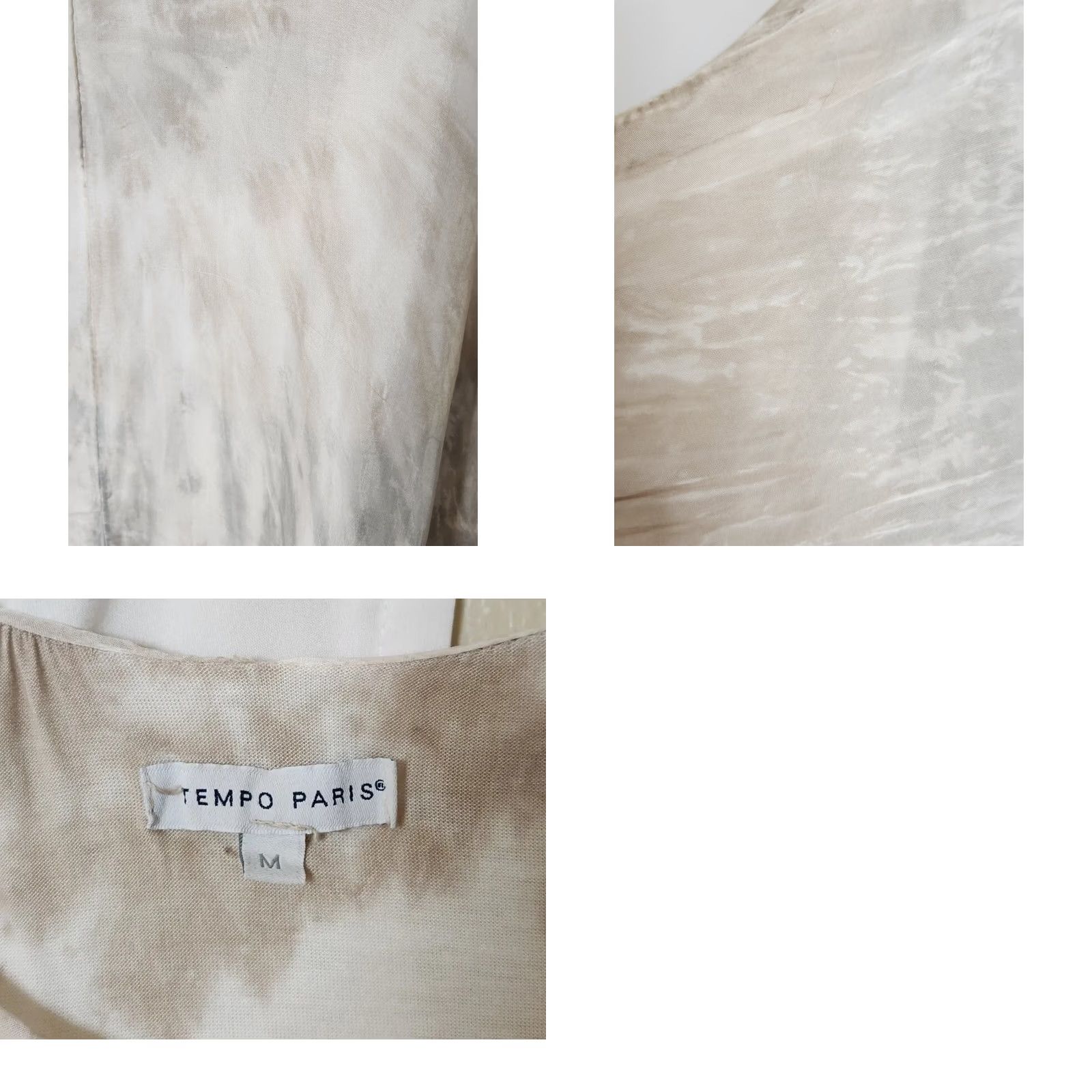 Vintage Tempo Paris Womens Blouse Shirt M Beig​e Dolman Sleeve Silk Sheer Sequin Top Size M / US 6-8 / IT 42-44 - 8 Thumbnail