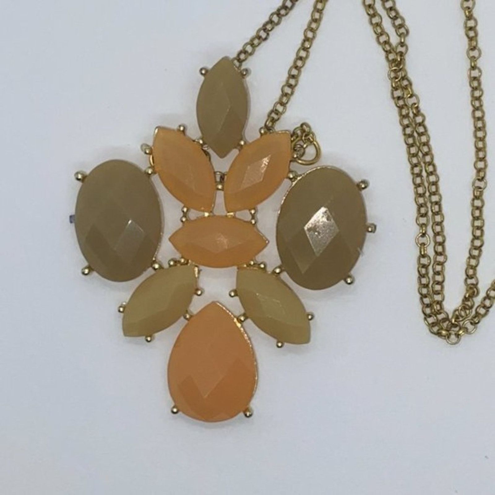 Handmade Bronze-Tone Multi-tone Orange Textured Pendant Necklace Size ONE SIZE - 4 Thumbnail