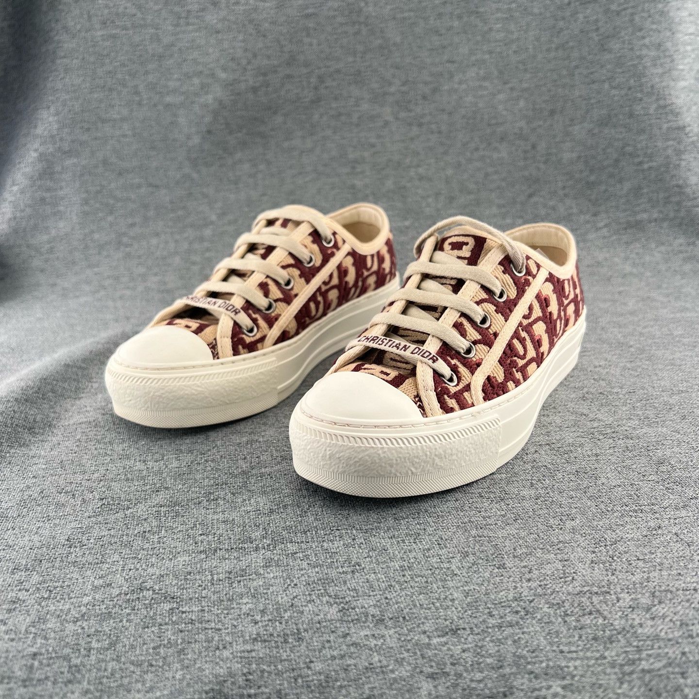 Dior Dior Walk'n'Dior Burgundy Embroidered Canvas Sneakers 34 Size US 4 / IT 34 - 1 Thumbnail