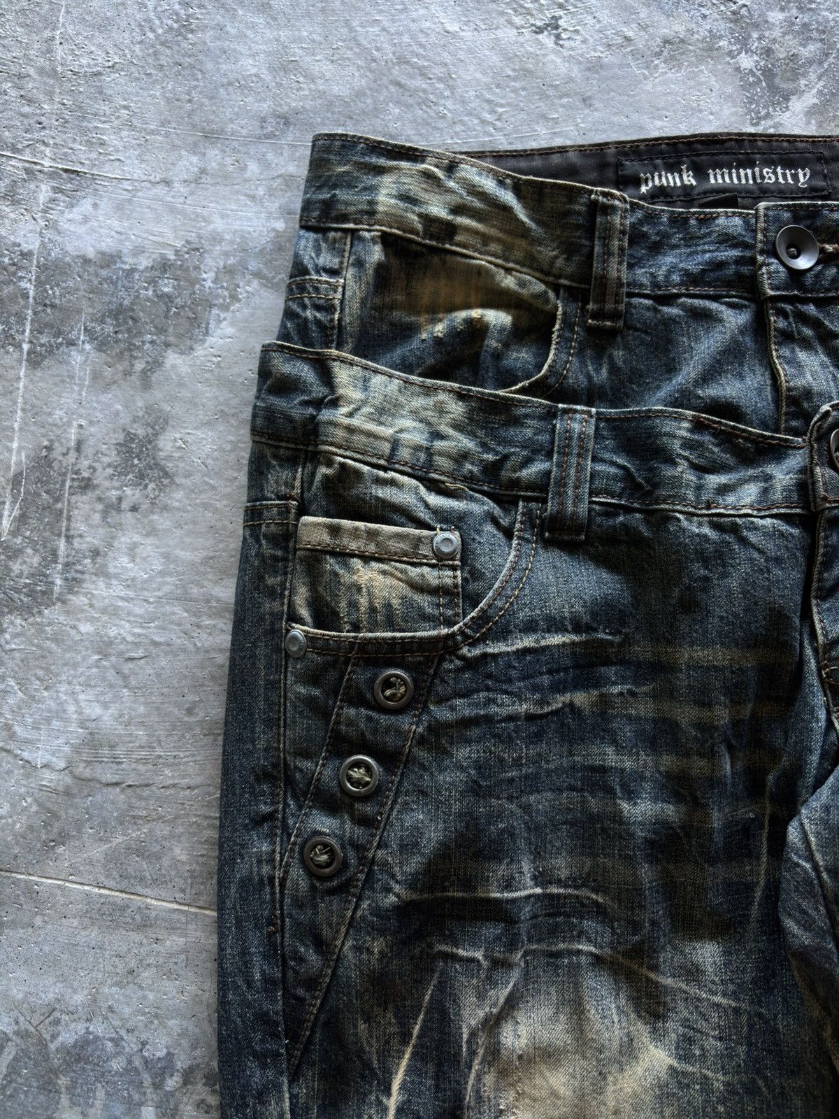 If Six Was Nine PUNK MINISTRY double waist crazy rusty wash japanese mudmax Size US 31 - 7 Thumbnail