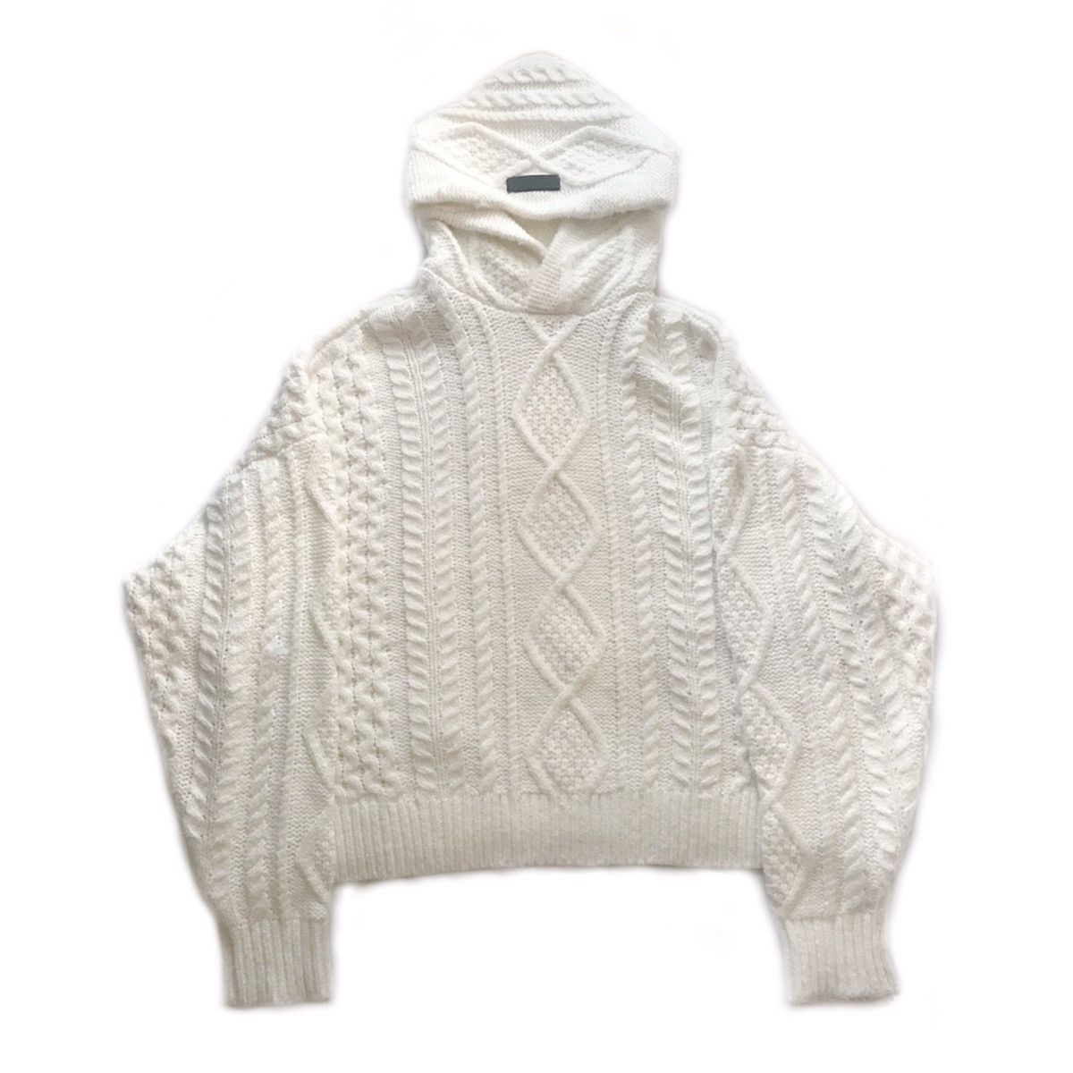 image of Essentials Cable Knit Hoodie in White, Men's (Size Small)