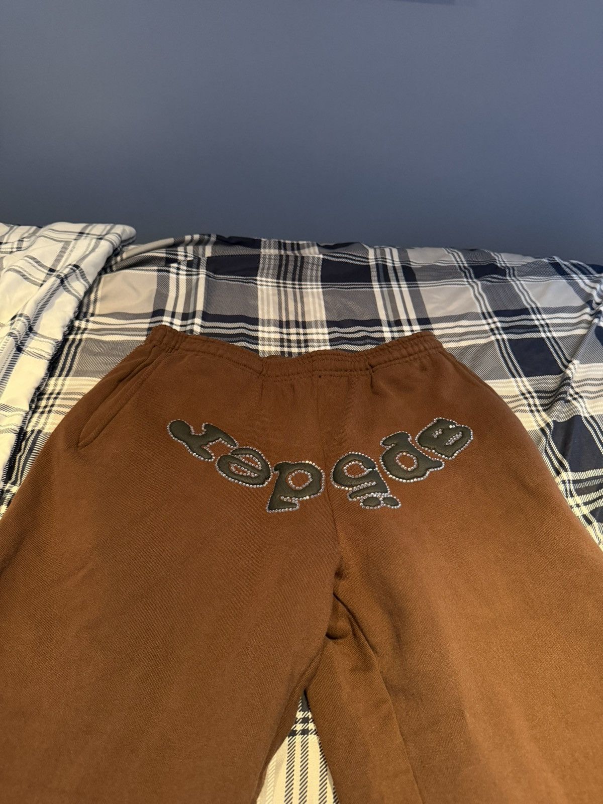 Sp5der Brown Rhinestone Sp5der Sweatpants Size US 32 / EU 48 - 2 Thumbnail