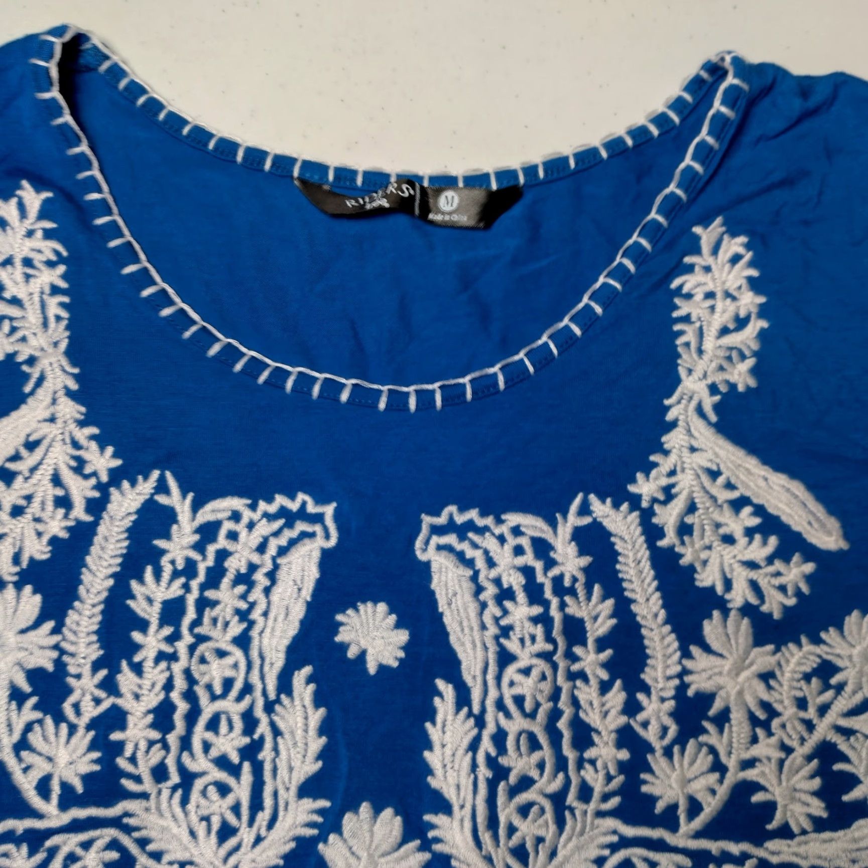 Vintage VINTAGE Riders by Lee Dress M Sleeveless Royal Blue Embroidered Floral Knit Boho Hippie Casual Sundress Womens Gene Size M / US 6-8 / IT 42-44 - 7 Thumbnail