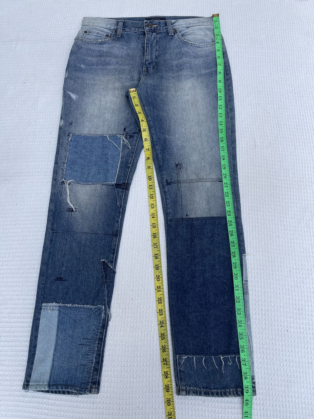 Japanese Brand Rare🔥Japanese Designer 6 Rage Blue Patchwork Jeans Size US 31 - 12 Thumbnail