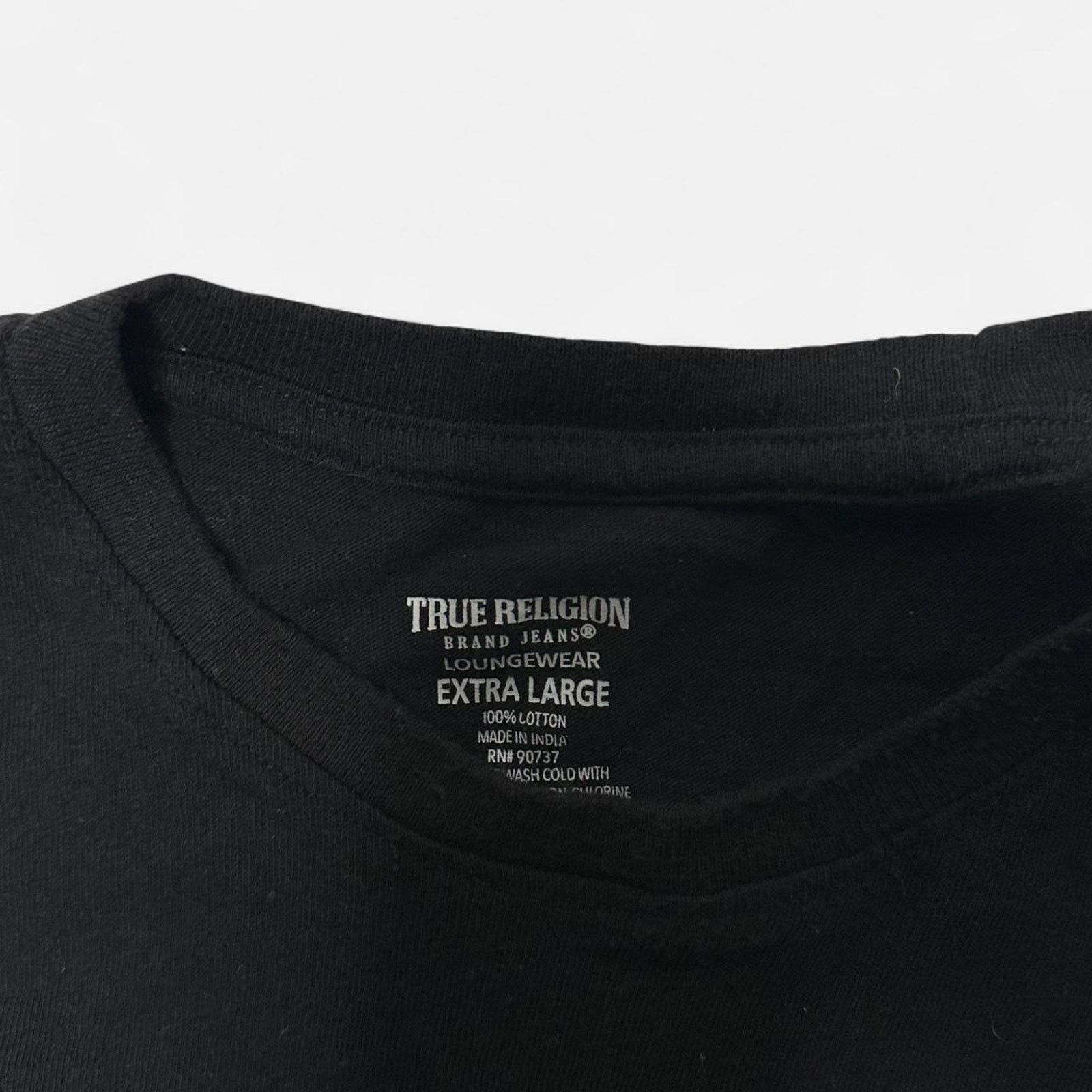 True Religion True Religion Black Tee Men XL Red Logo Sleeve Cotton Casual Size US XL / EU 56 / 4 - 4 Thumbnail