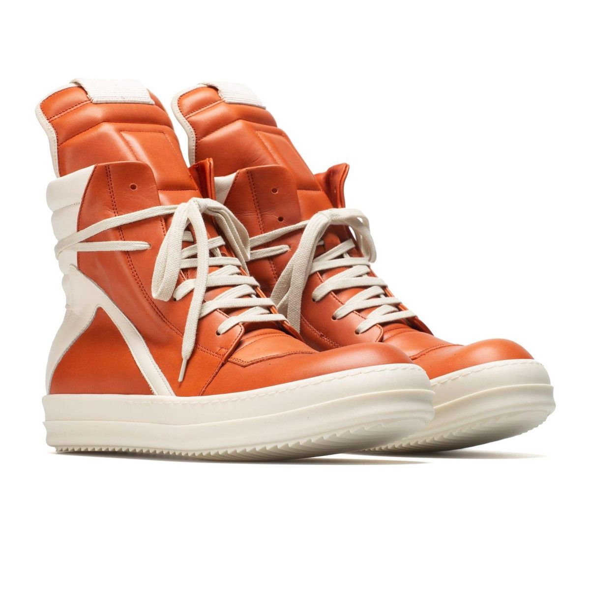 Pre-owned Rick Owens Orange/papaya And Milk Geobasket 41 Shoes