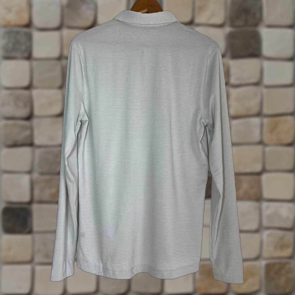 Lululemon Lululemon Men's Long Sleeve Polo Shirt Striped Sz M Light Green Logo Size US M / EU 48-50 / 2 - 1 Thumbnail