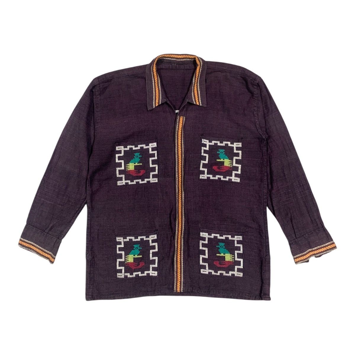 Vintage Vtg Guatemalan Quetzal Bird Aztec Handwoven Shirt Jacket Size US L / EU 52-54 / 3 - 1 Thumbnail
