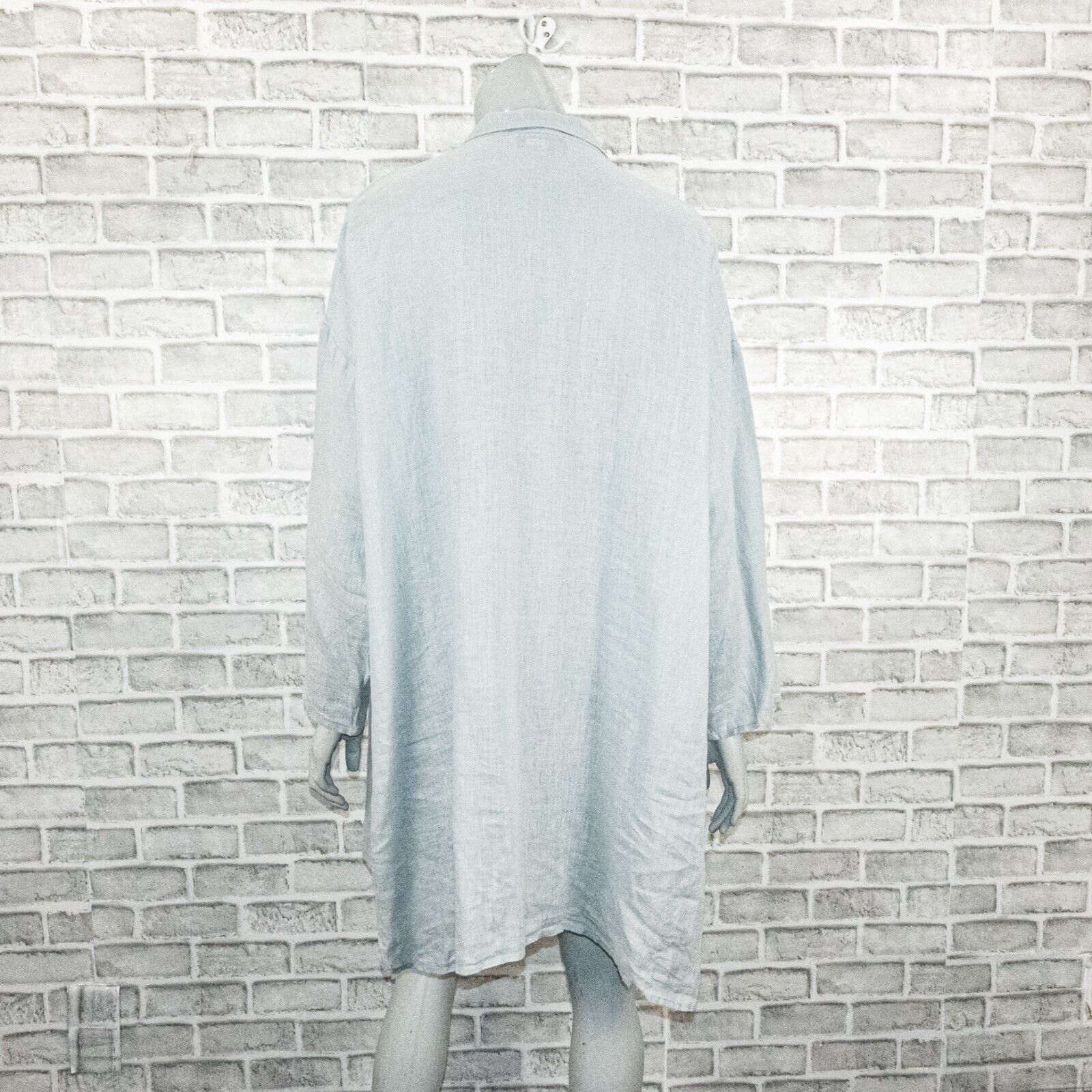 eskandar Eskandar 100% Linen Oversize Tunic Blouse with pocket blue Size ONE SIZE - 5 Thumbnail