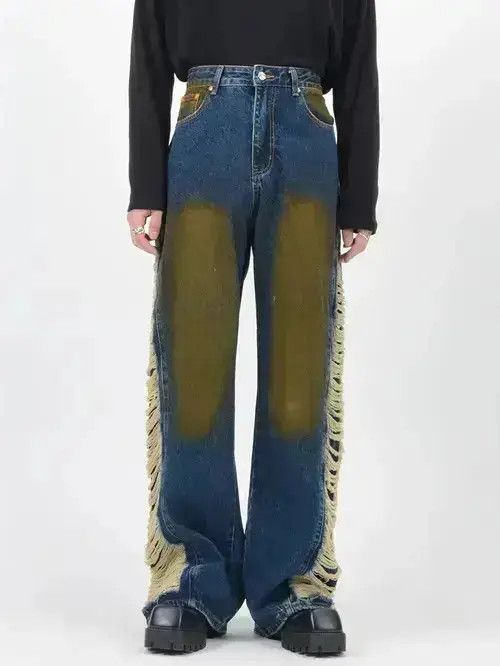 Japanese Brand Ripped Stacked Baggy Jeans Size US 32 / EU 48 - 1 Thumbnail