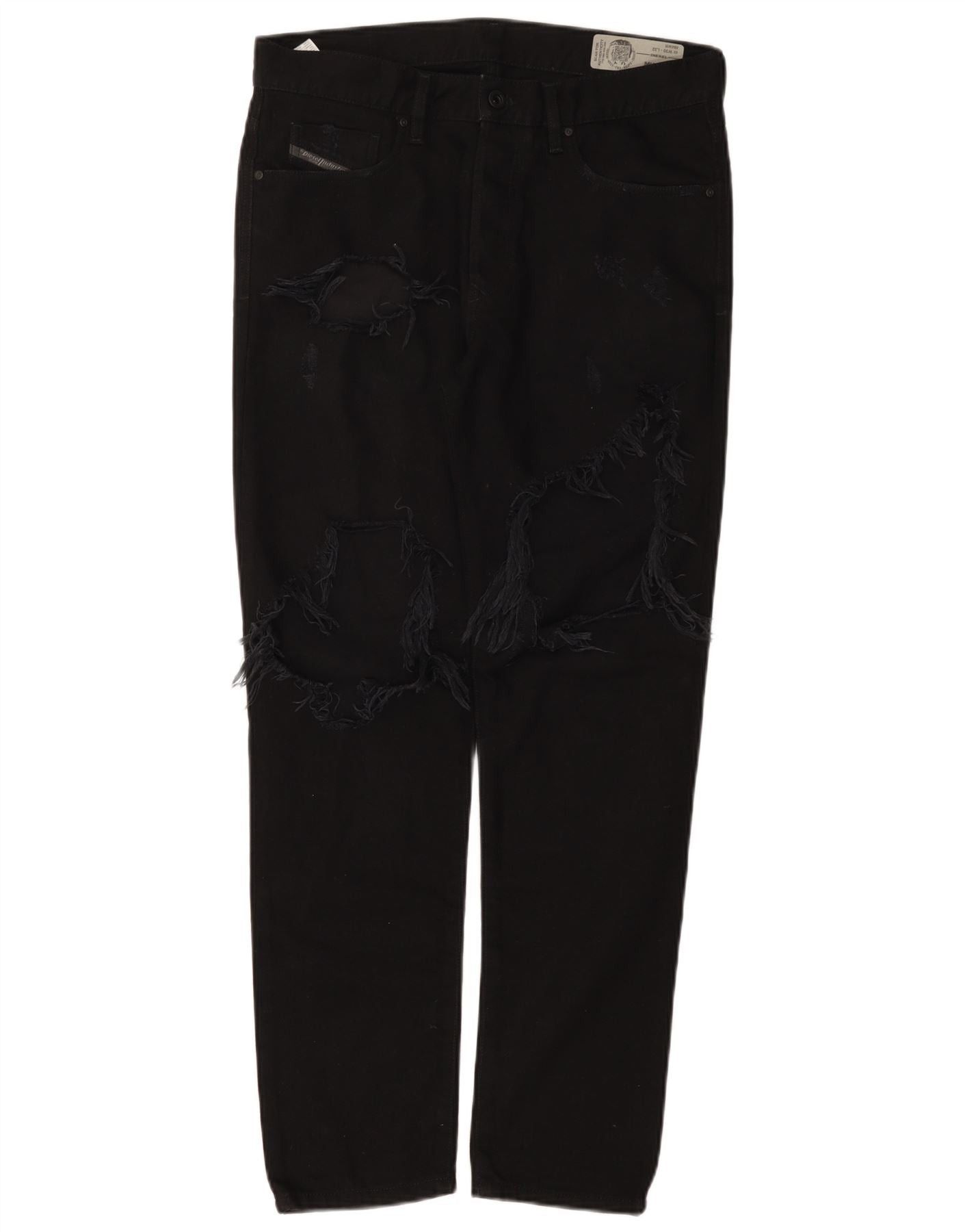 Diesel Mens Mharky Distressed Slim Skinny Jeans W30 L29 Black Cotto Size US 30 / EU 46 - 1 Thumbnail