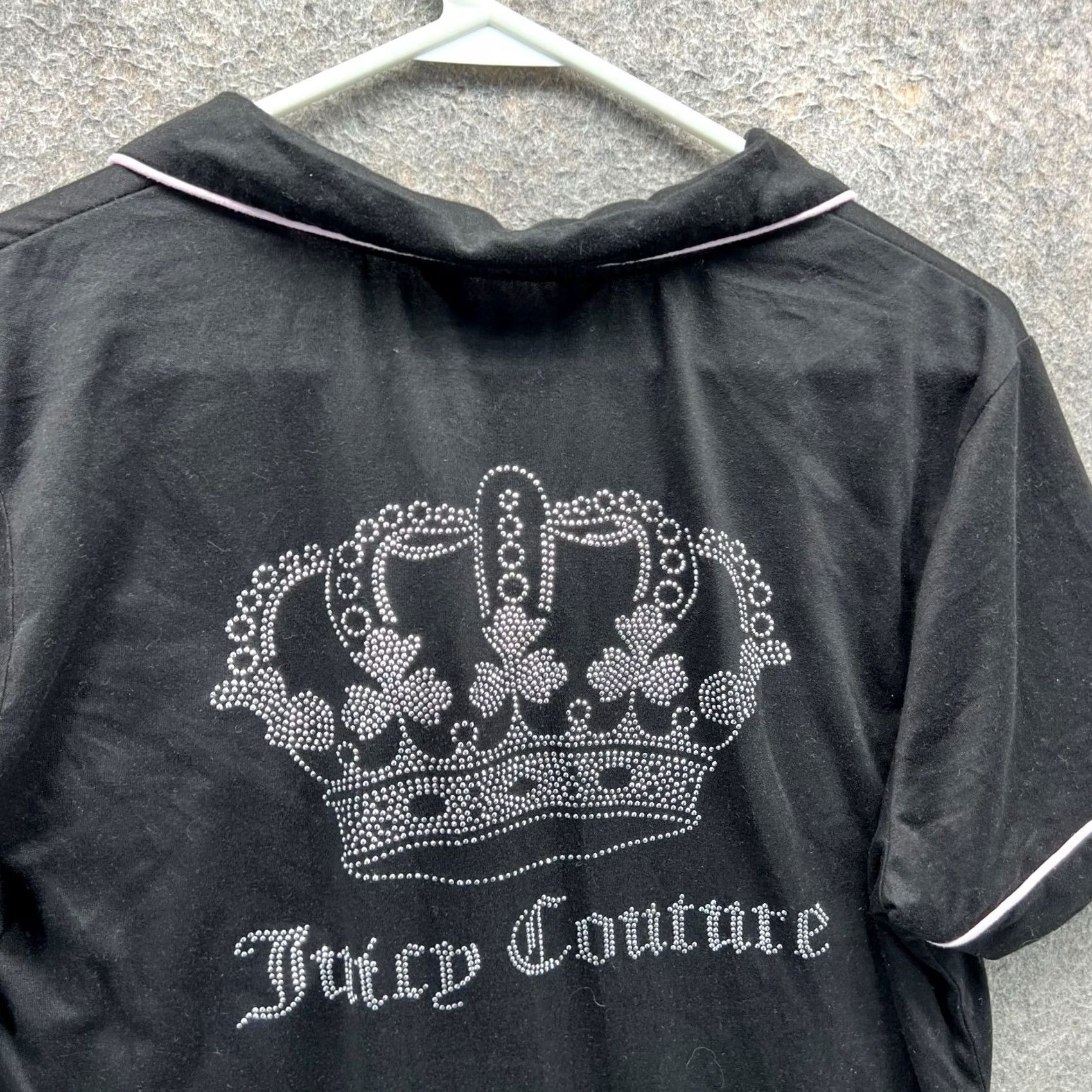 Juicy Couture Juicy Couture Pajama Top Womens Large Black Crown Pink Embellish Shirt Size L / US 10 / IT 46 - 6 Thumbnail