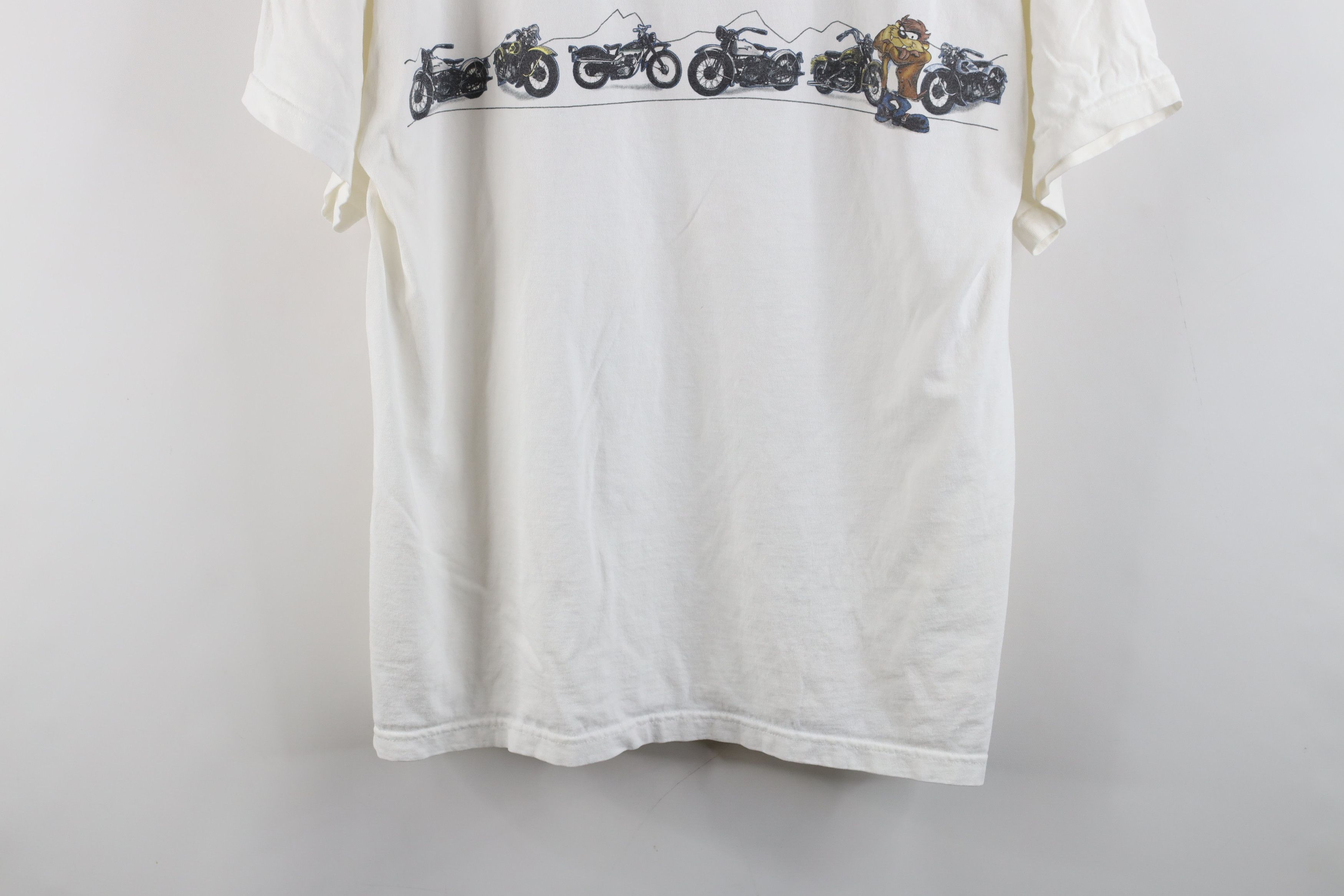 Vintage Vintage 90s Looney Tunes Devil Motorcycle T-Shirt White Size US L / EU 52-54 / 3 - 3 Thumbnail