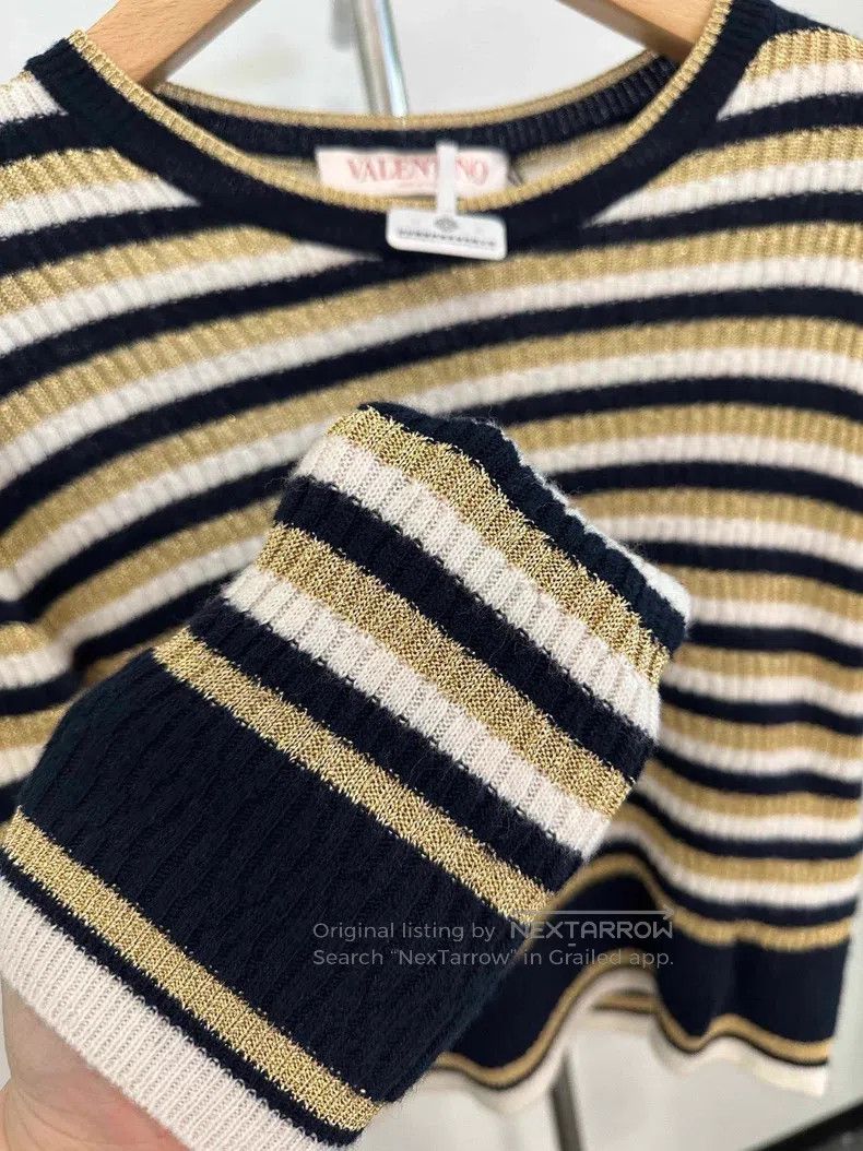 Valentino Valentino Black gold striped knit Size S / US 4 / IT 40 - 4 Thumbnail