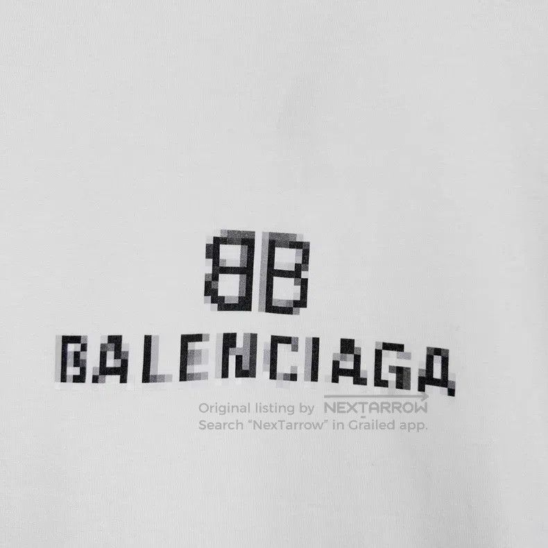 Balenciaga Balenciaga White Mosaic Logo Short Sleeve T-Shirt Size US S / EU 44-46 / 1 - 5 Thumbnail