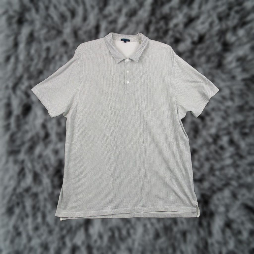 Vintage Patrick Assaraf Polo Shirt Mens 2XL White Gray Geometric Print Stretch Shirt Mens Size 2XL Polo Easy Care Size US XXL / EU 58 / 5 - 1 Thumbnail