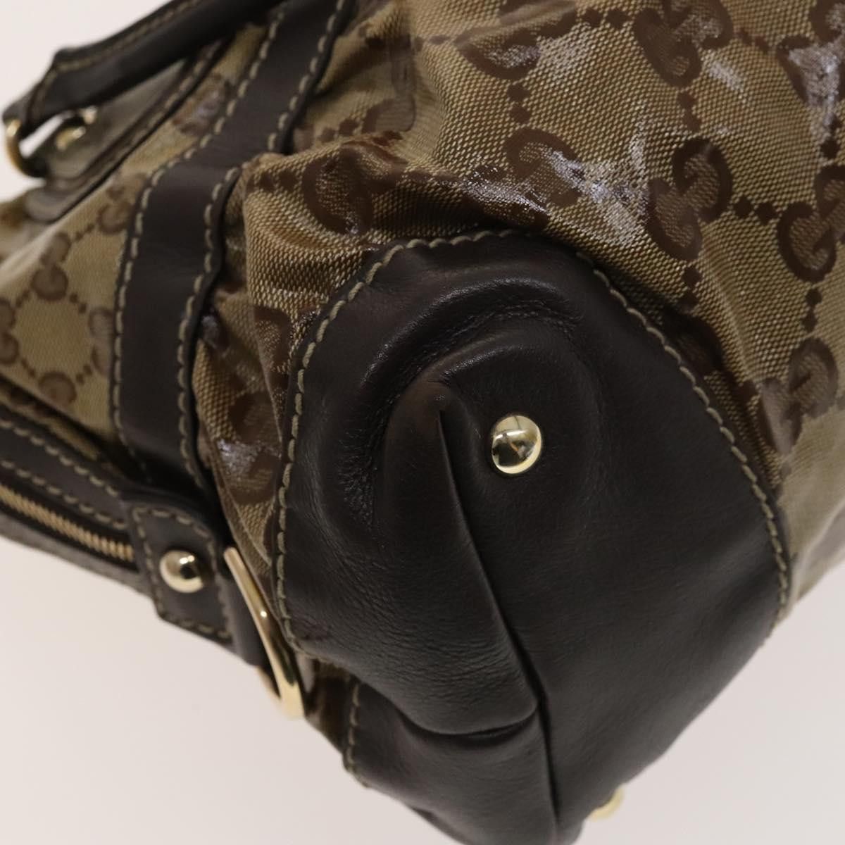 Gucci GUCCI GG Crystal Hand Bag Coated Canvas Brown Gold Size ONE SIZE - 13 Thumbnail