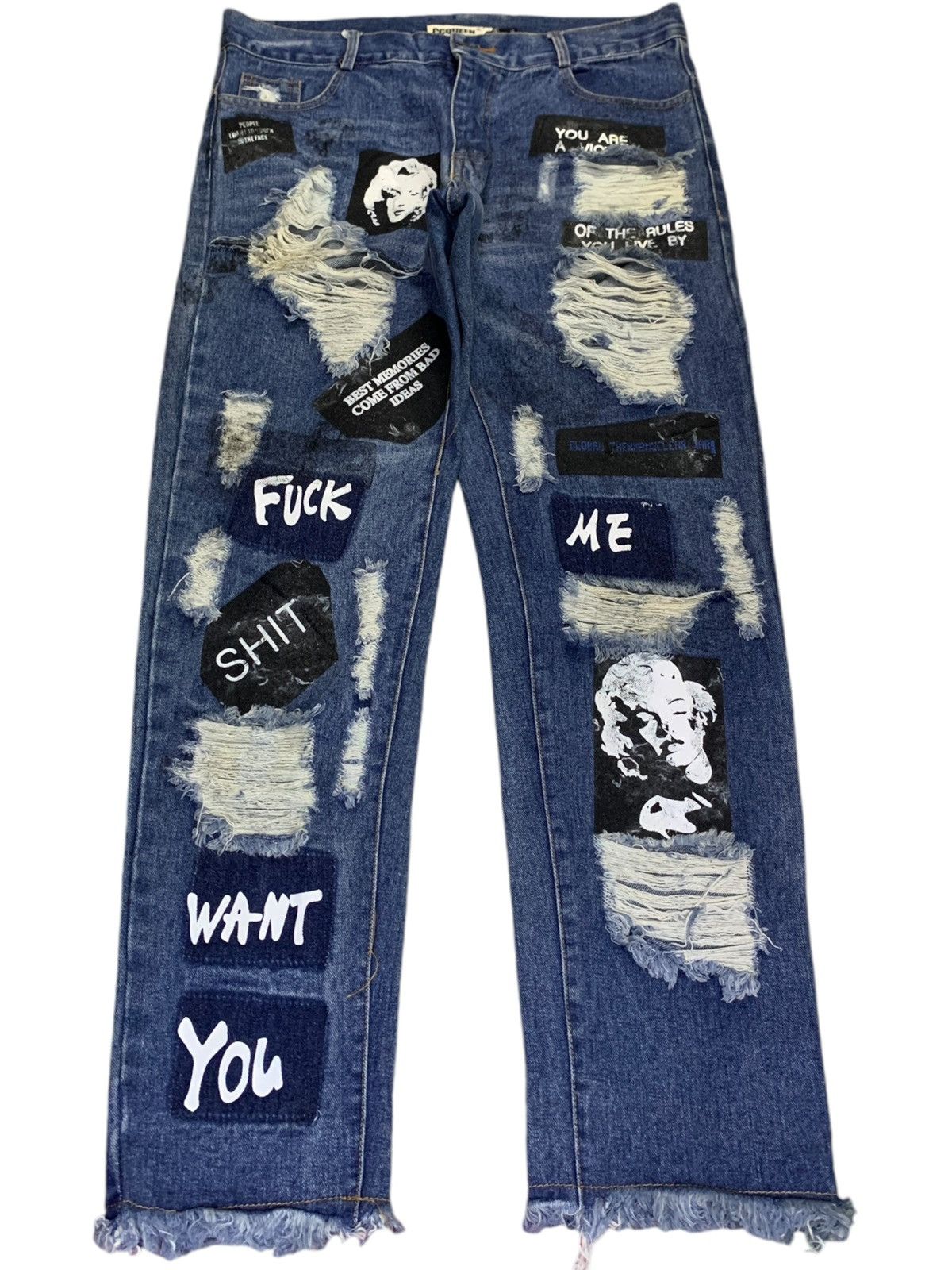 Seditionaries Vintage Japanese Brand Distressed Punk Printed Jeans Size 32" / US 10 / IT 46 - 1 Thumbnail