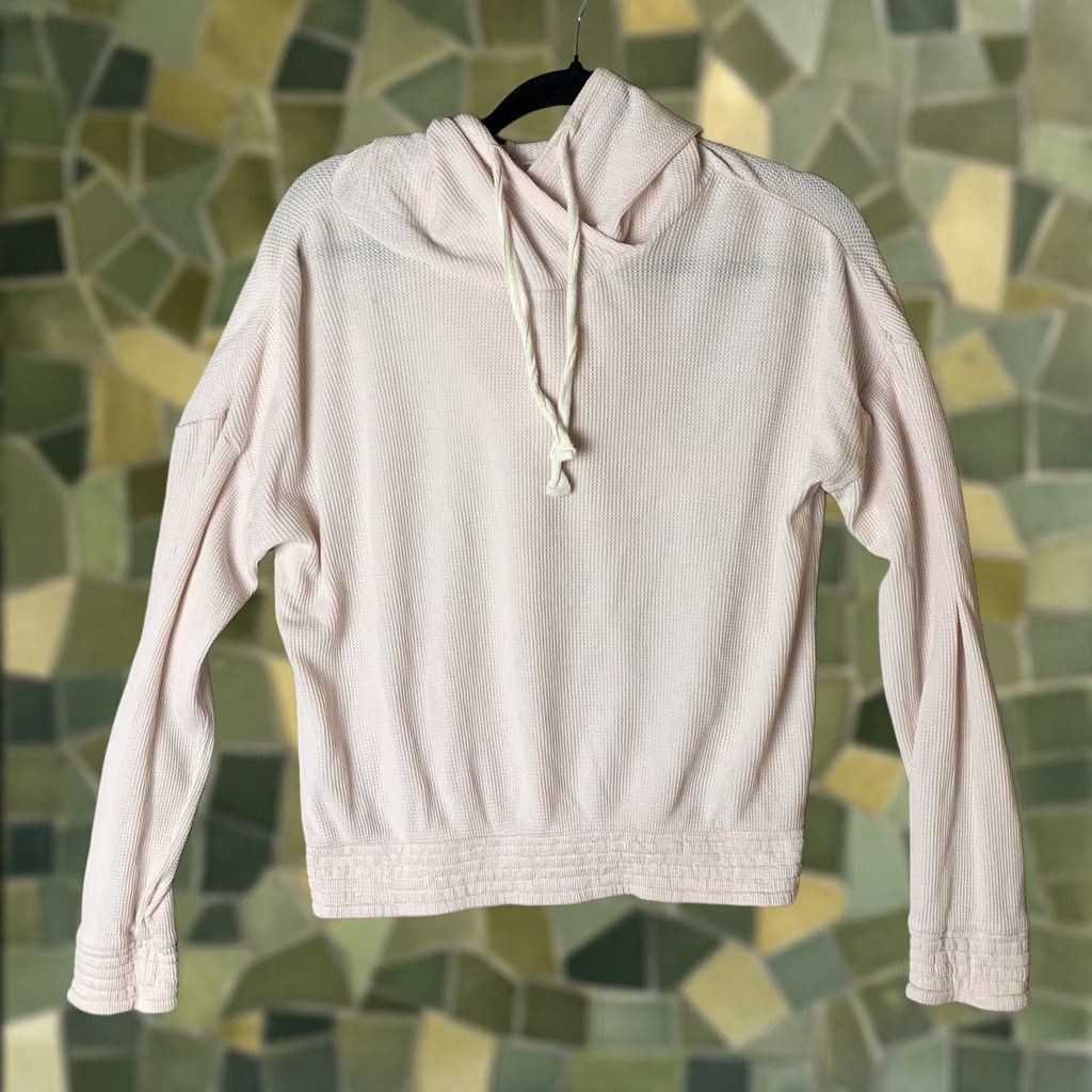 Vintage Pact Hoodie Women Small Pink Pullover Hooded Sweatshirt Organic Cotton Waffle Knit Size S / US 4 / IT 40 - 1 Thumbnail