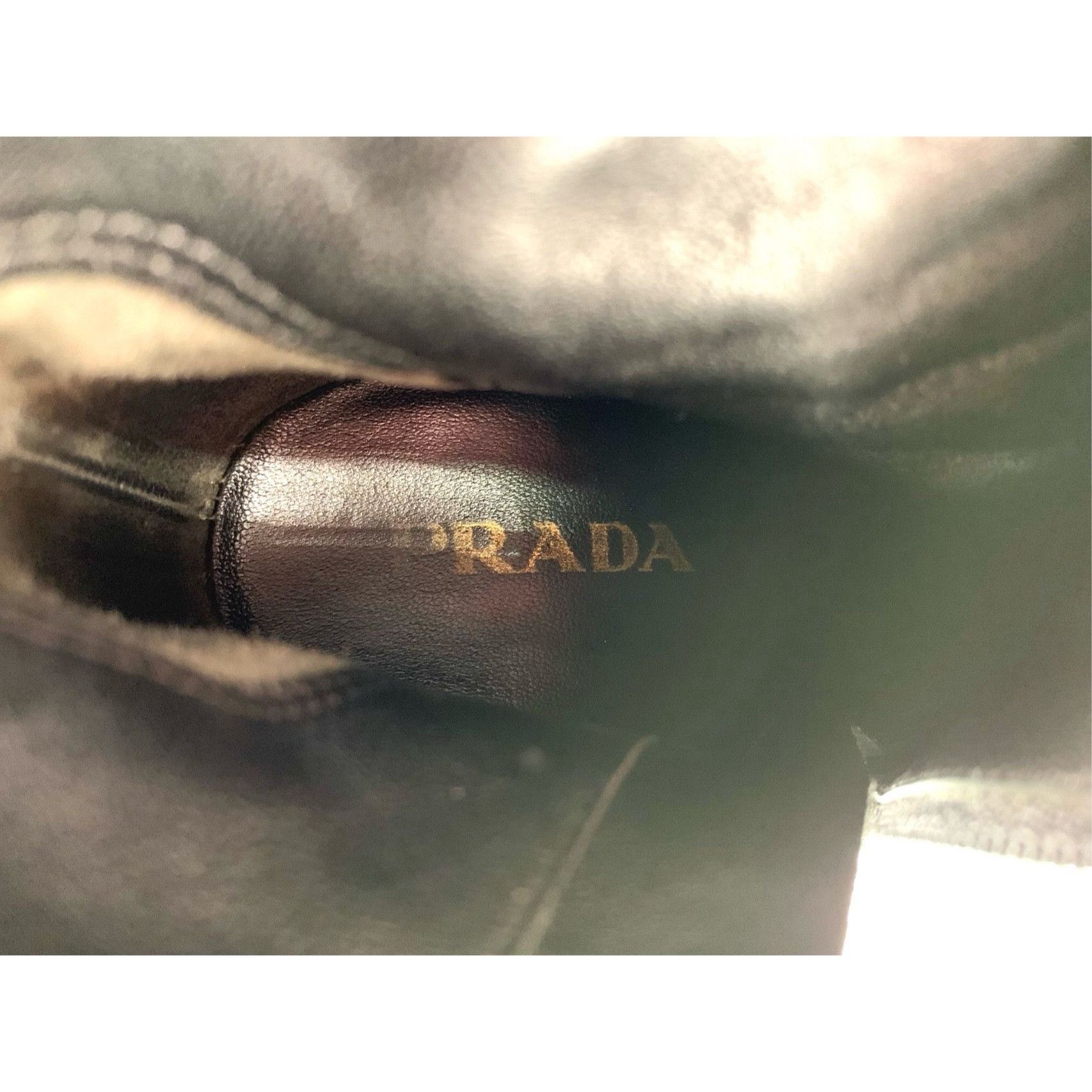 Prada Prada Black Leather Knee-High Stiletto Heel Boots 36.5 Women Size US 6.5 / IT 36.5 - 2 Thumbnail