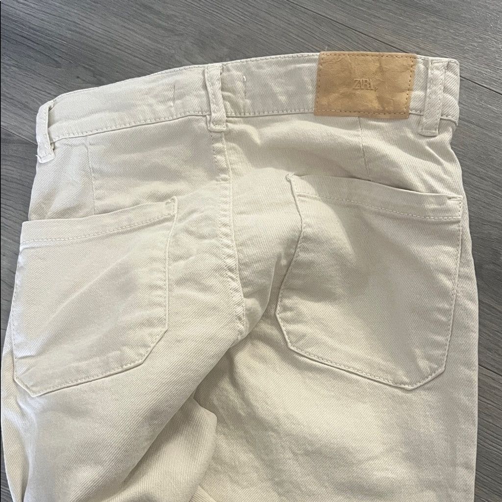Zara Zara Women's Cream Flare Cargo Jeans Size 31" - 6 Thumbnail