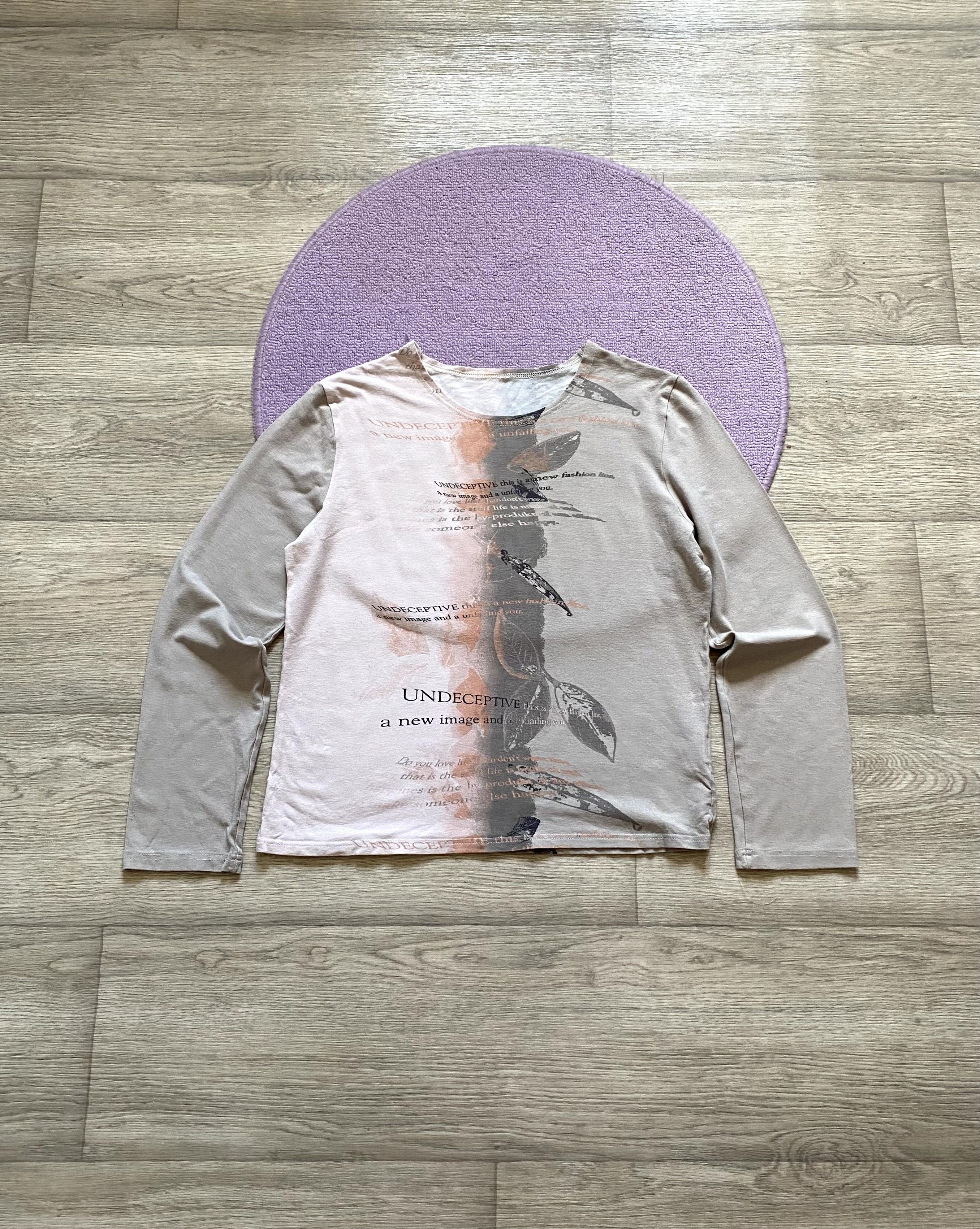 If Six Was Nine × Japanese Brand Y2K Avant Garde Biege Leaves Longsleeve Glamour Size M / US 6-8 / IT 42-44 - 1 Thumbnail