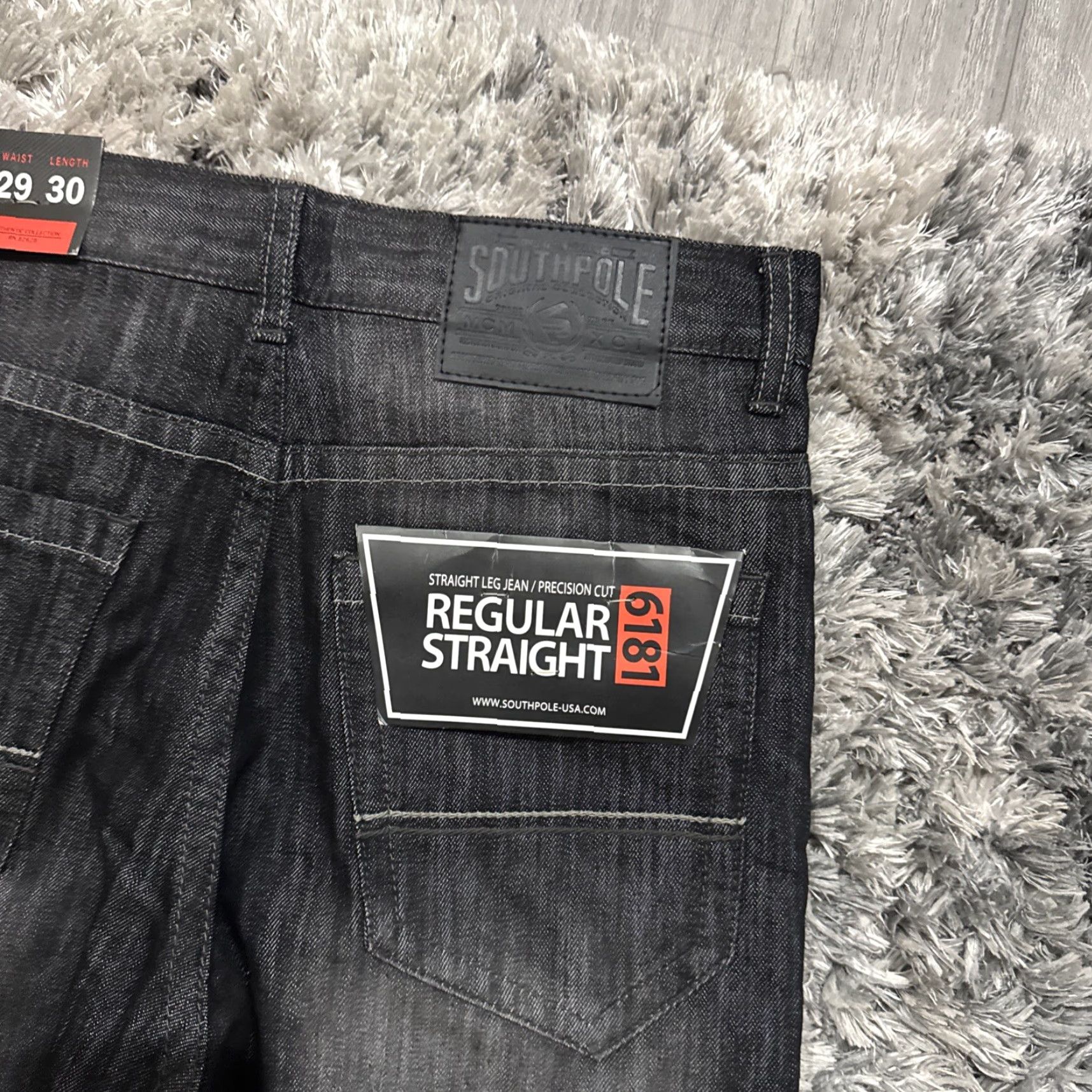 Southpole VINTAGE Southpole Jeans Baggy Deadstock Men’s 29x30 Black Embroidered 90s Y2K Grail Straight Jeans Mens Size US 29 - 3 Thumbnail