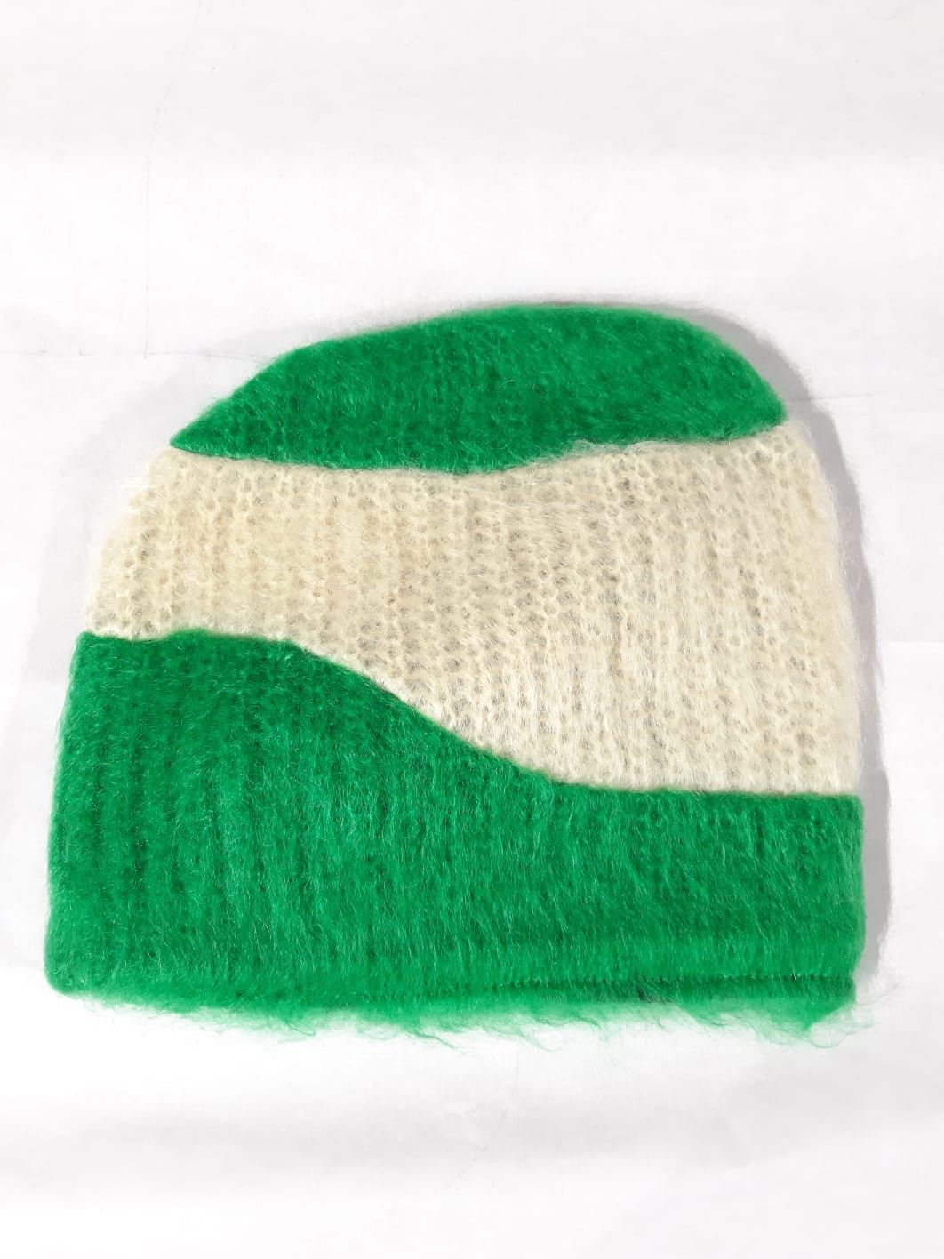 Prada FW 2007 Green Mohair Wave Knit Beanie Hat Size ONE SIZE - 3 Thumbnail