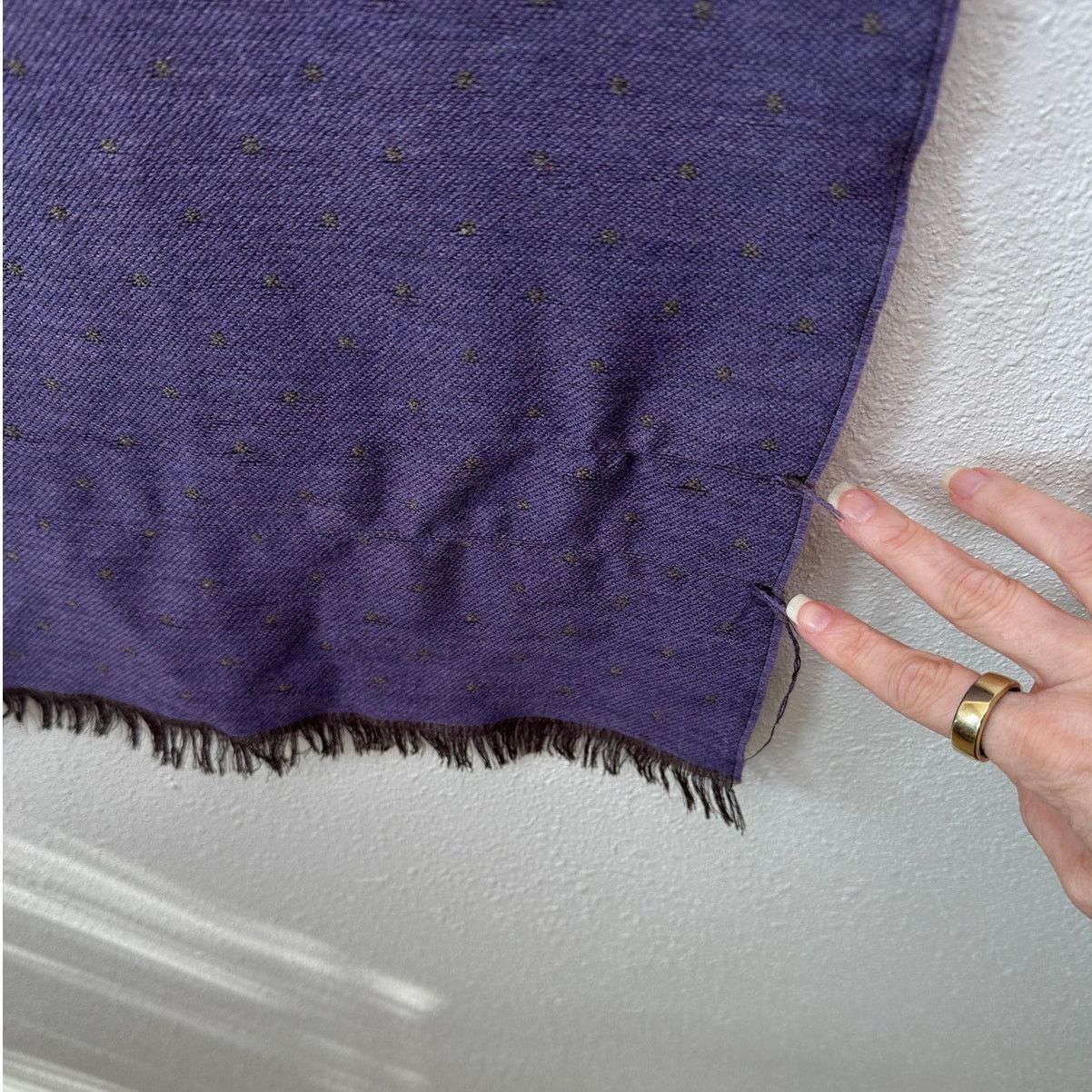 Other Italian Scarf Purple Brown Polka Dot Wool Silk ~70” Size ONE SIZE - 9 Thumbnail