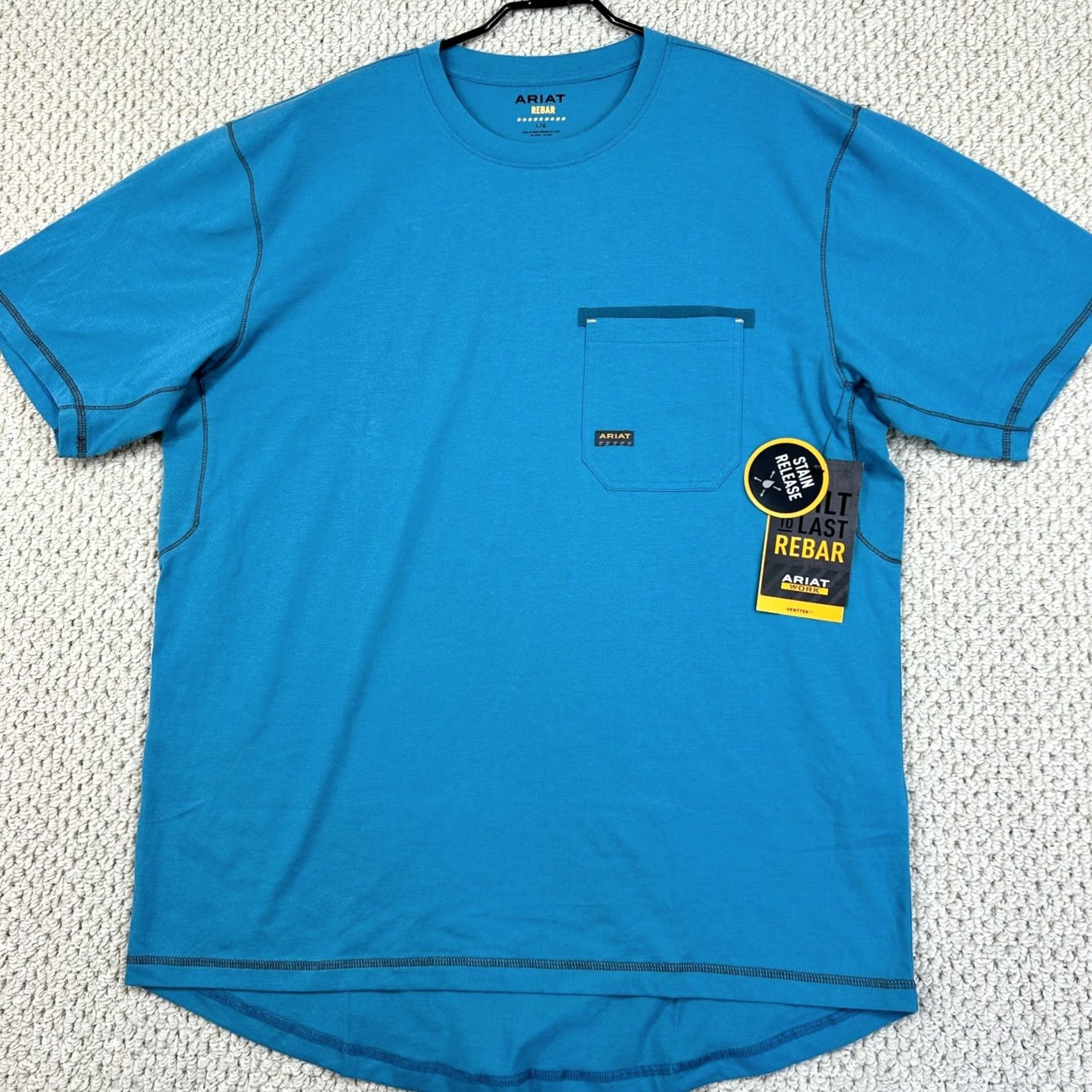 Ariat Ariat Rebar T Shirt Mens Large Blue Work Vent Tek Short Sleeve Tee Size US L / EU 52-54 / 3 - 3 Thumbnail