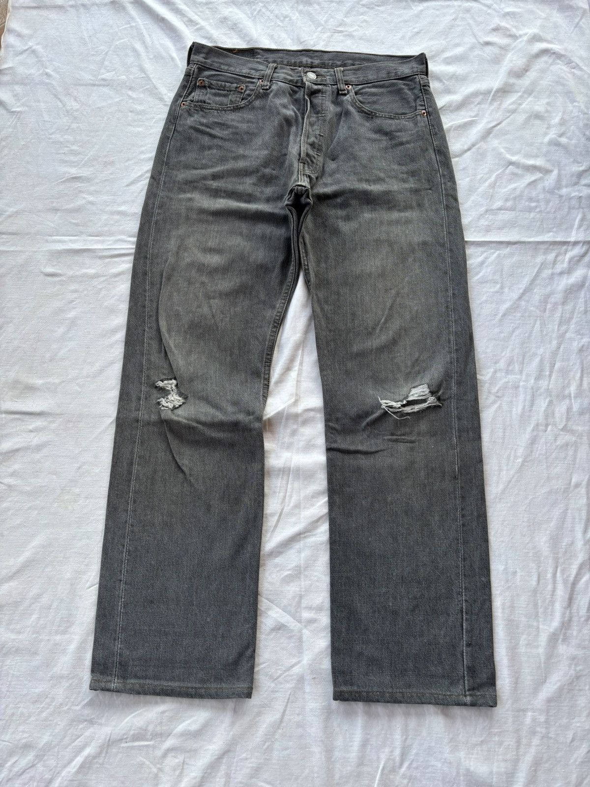 Kapital Vintage Levis 501 FADED BLACK Distressed Denim Jeans Size US 32 / EU 48 - 7 Thumbnail