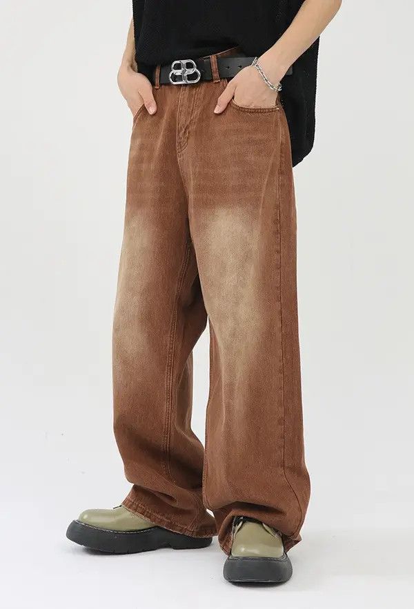 Japanese Brand Rika Vintage Brown Washed Loose Straight Casual Jeans Size US 32 / EU 48 - 3 Thumbnail