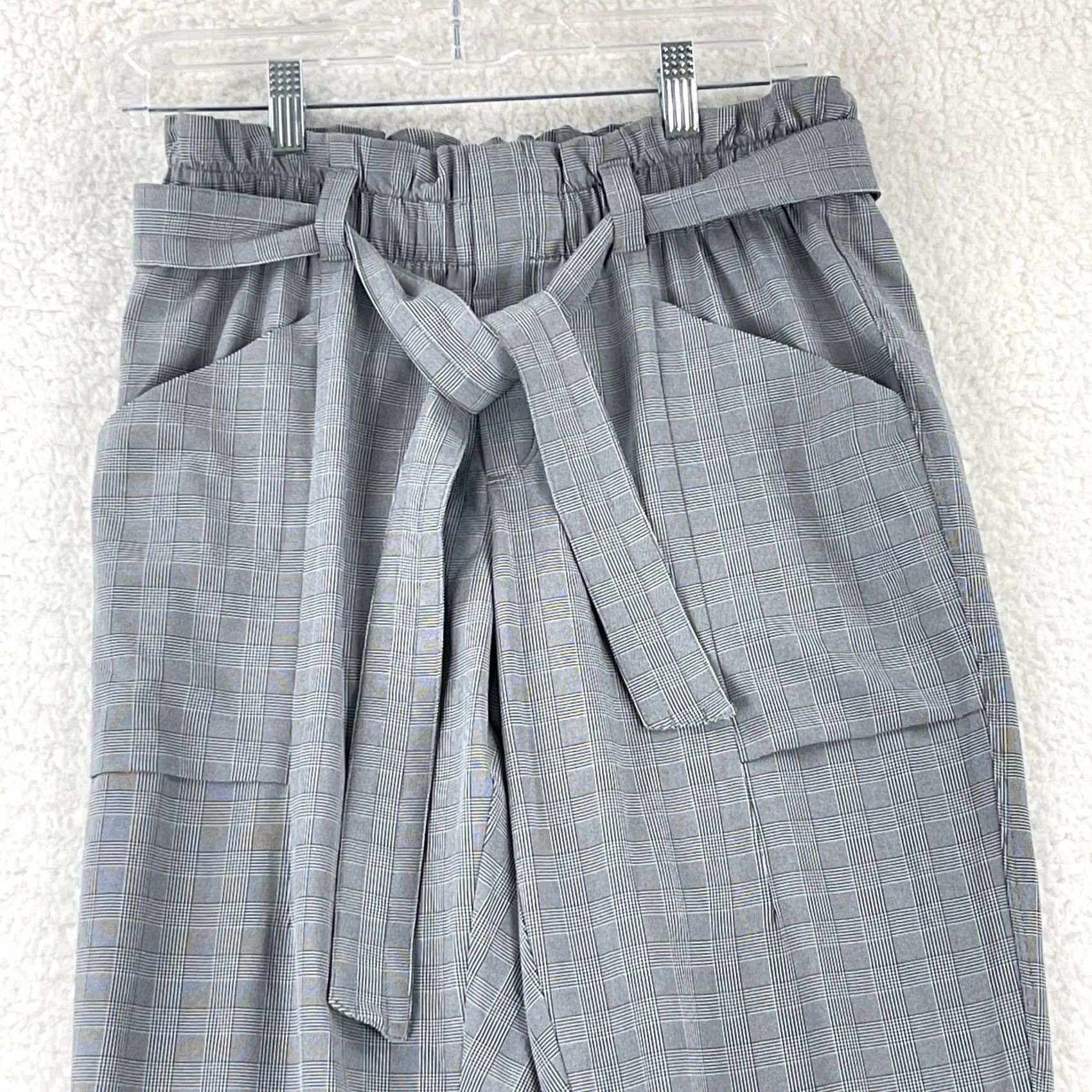 Athleta Athleta Black White Plaid Skyline Pants Womens Pull On Belted Mid-Rise Size 2 Tapered Fit, 26.5 Inseam, 28 in Waist, 90s City College style Size 26" / US 2 / IT 38 - 2 Thumbnail