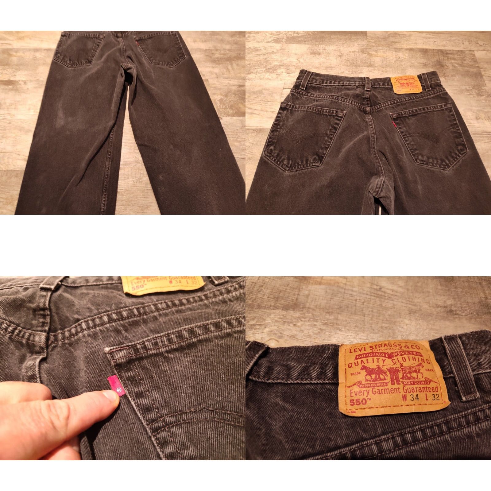 Levi's VINTAGE Levi's Jeans Mens 33x31 Black Denim 550 Relaxed Fit Pants 90s Cowboy Grunge Retro USA Mens Size US 33 - 10 Thumbnail