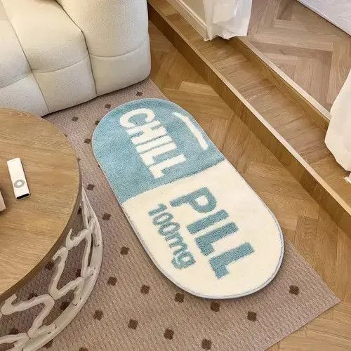 Other 3D Blue "CHILL PILL" Handmade Soft Rug Size ONE SIZE - 3 Thumbnail