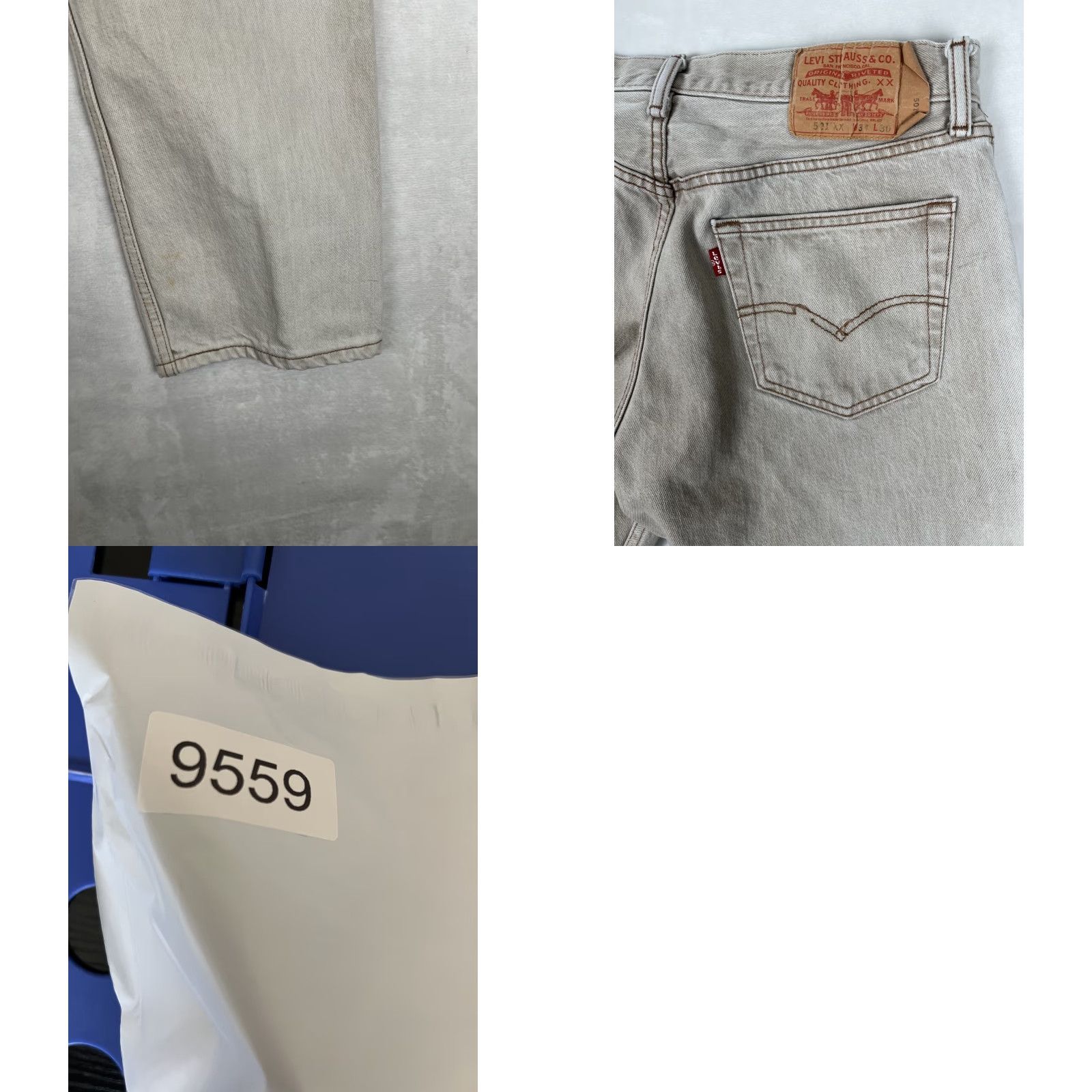 Levi's VINTAGE Levi’s 501 Jeans Denim Brown Beige 30x27 Mens Regular 5-Pocket Distressed Stained Medium Wash USA Mexico 90s Grunge Pattern Vintage Size US 30 / EU 46 - 9 Thumbnail